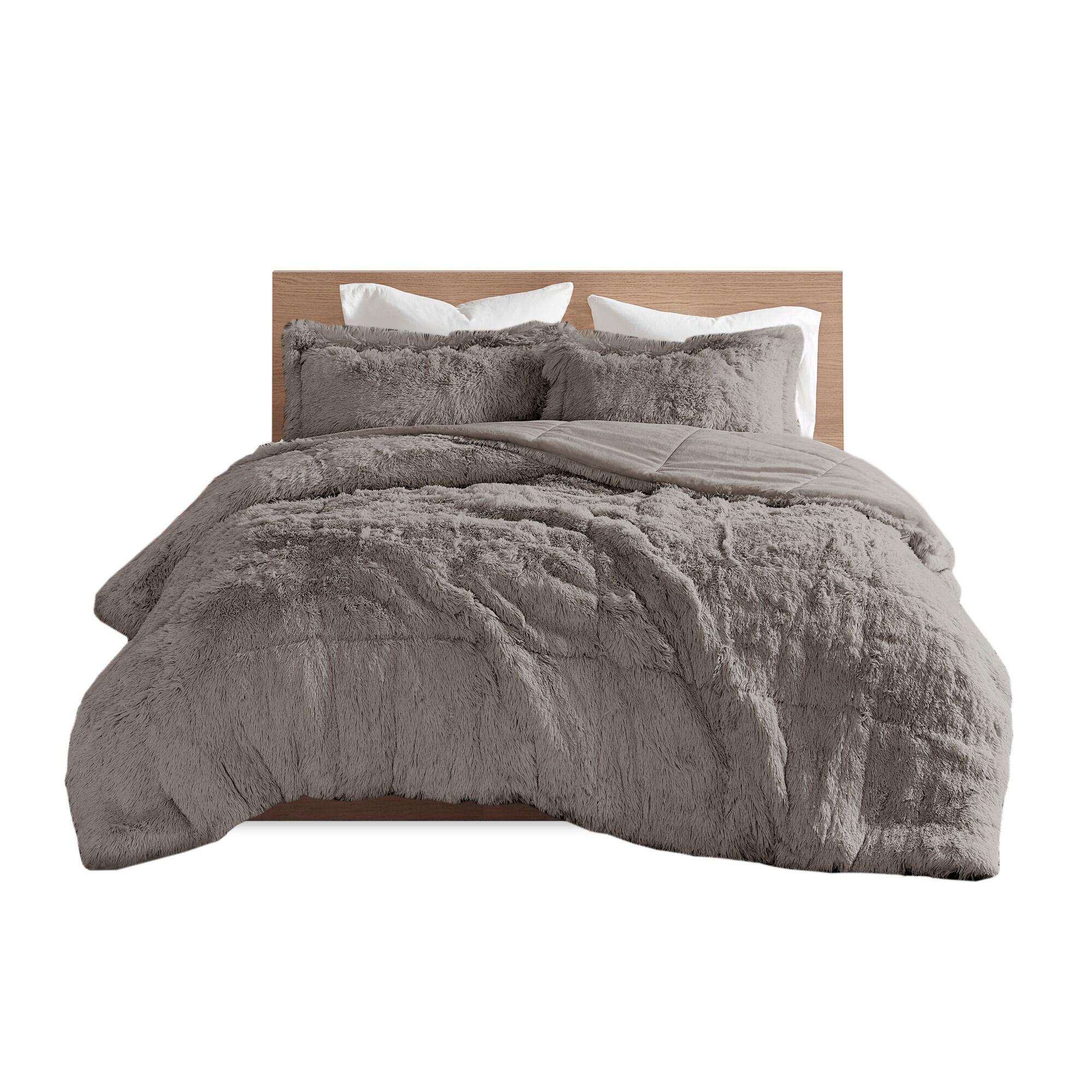 Intelligent Design Malea Twin/Twin XL Shaggy Faux Fur Comforter Set, Gray, rollover