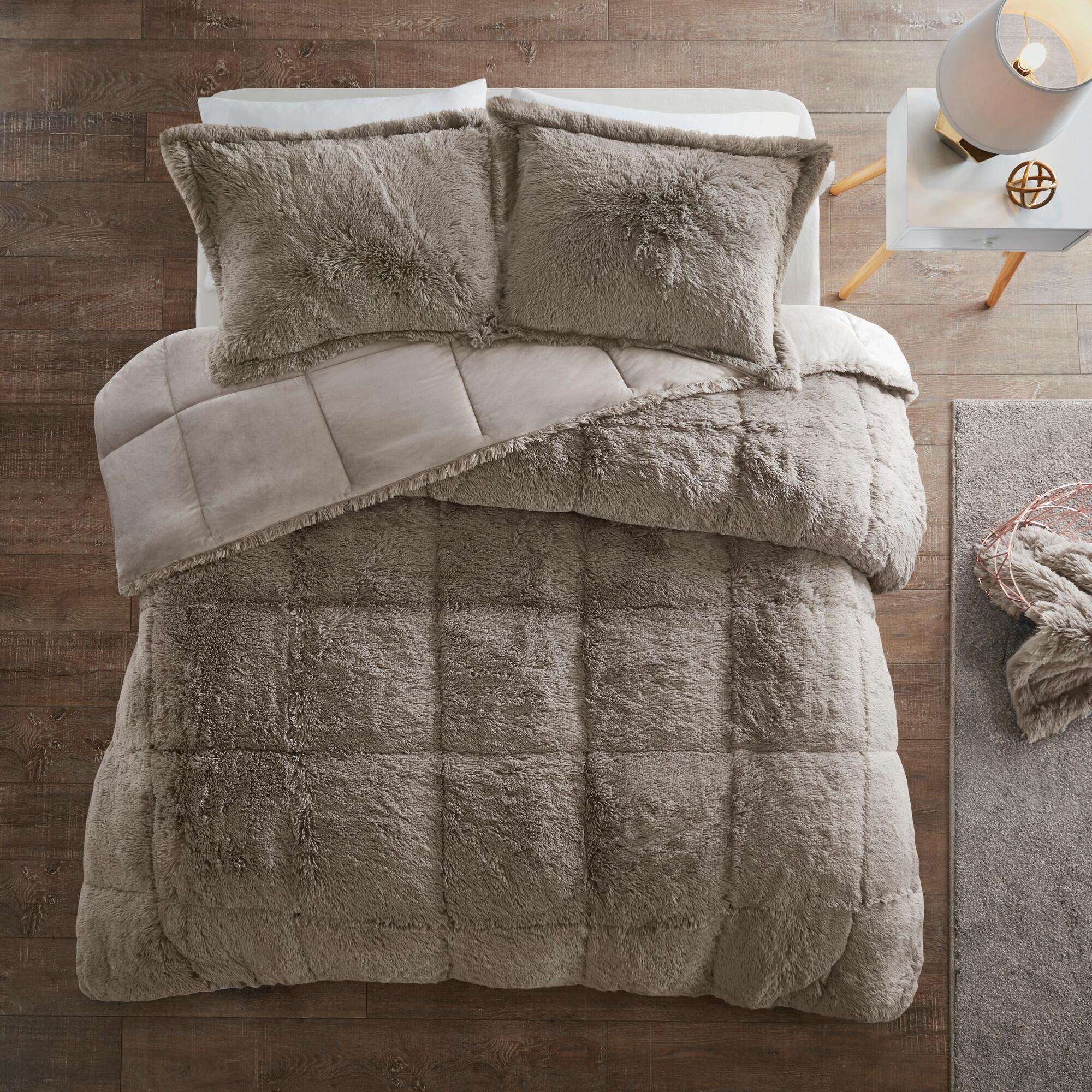 Intelligent Design Malea Full/Queen Shaggy Faux Fur Comforter Set, Gray, large