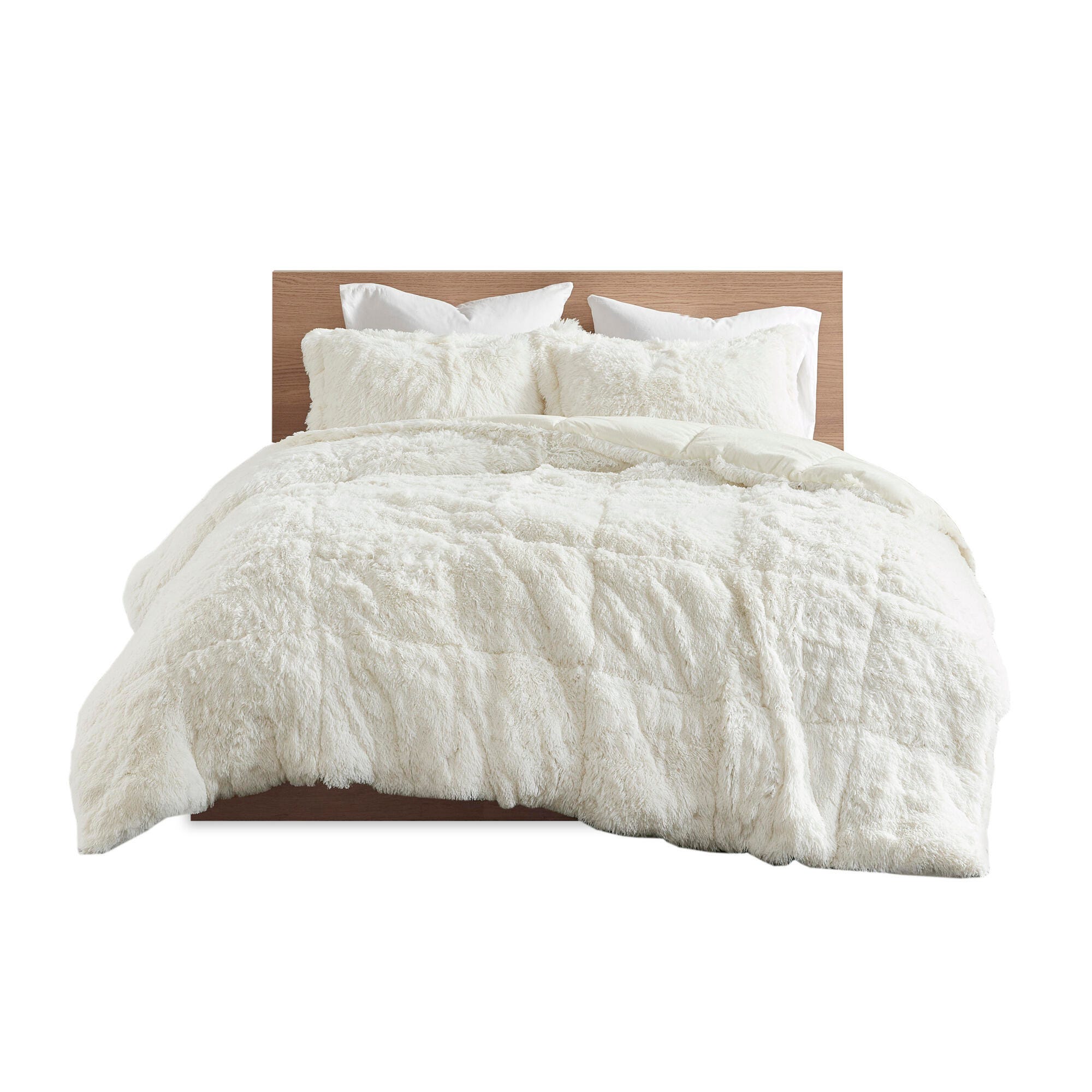 Intelligent Design Malea Twin/Twin XL Shaggy Faux Fur Comforter Set, Ivory, rollover