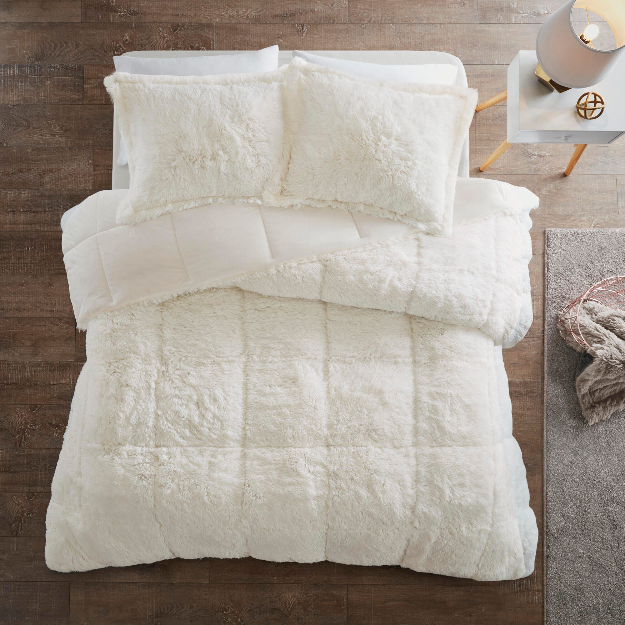 Intelligent Design Malea Twin/Twin XL Shaggy Faux Fur Comforter Set, Ivory, large