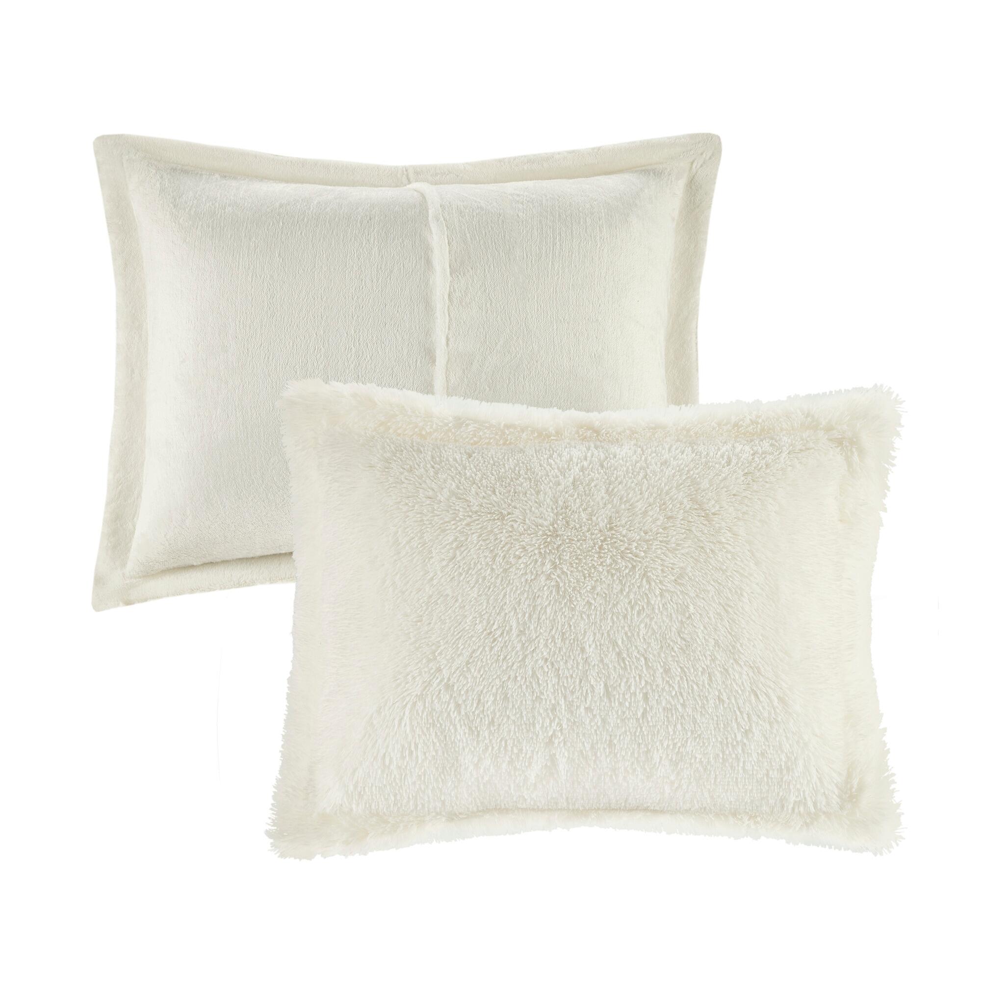 Intelligent Design Malea King/California King Shaggy Faux Fur Comforter Set, Ivory, large