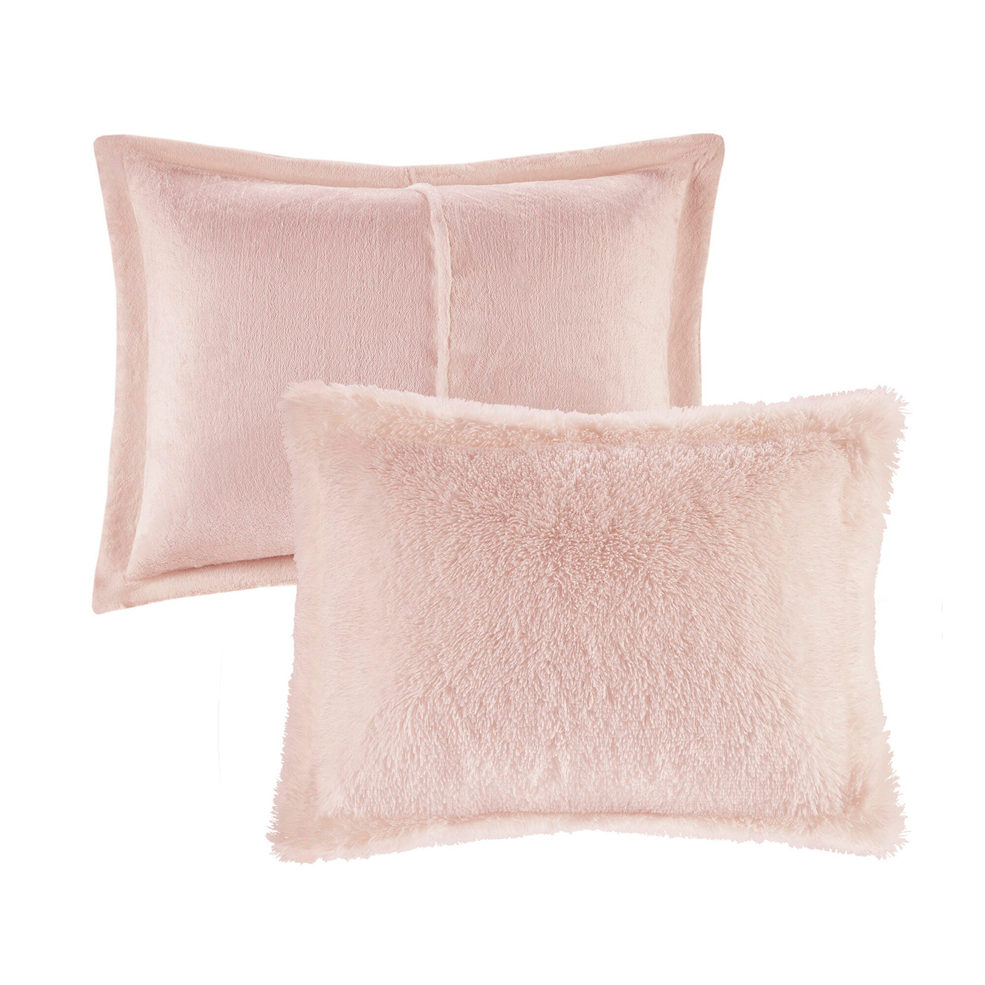 Intelligent Design Malea King/California King Shaggy Faux Fur Comforter Set, Blush, large