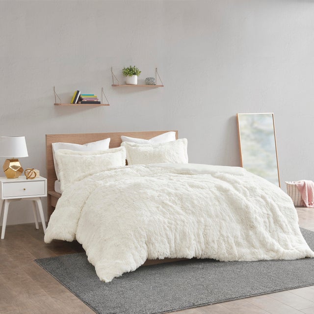 Leena Shaggy Fur Full/Queen Duvet Cover Set