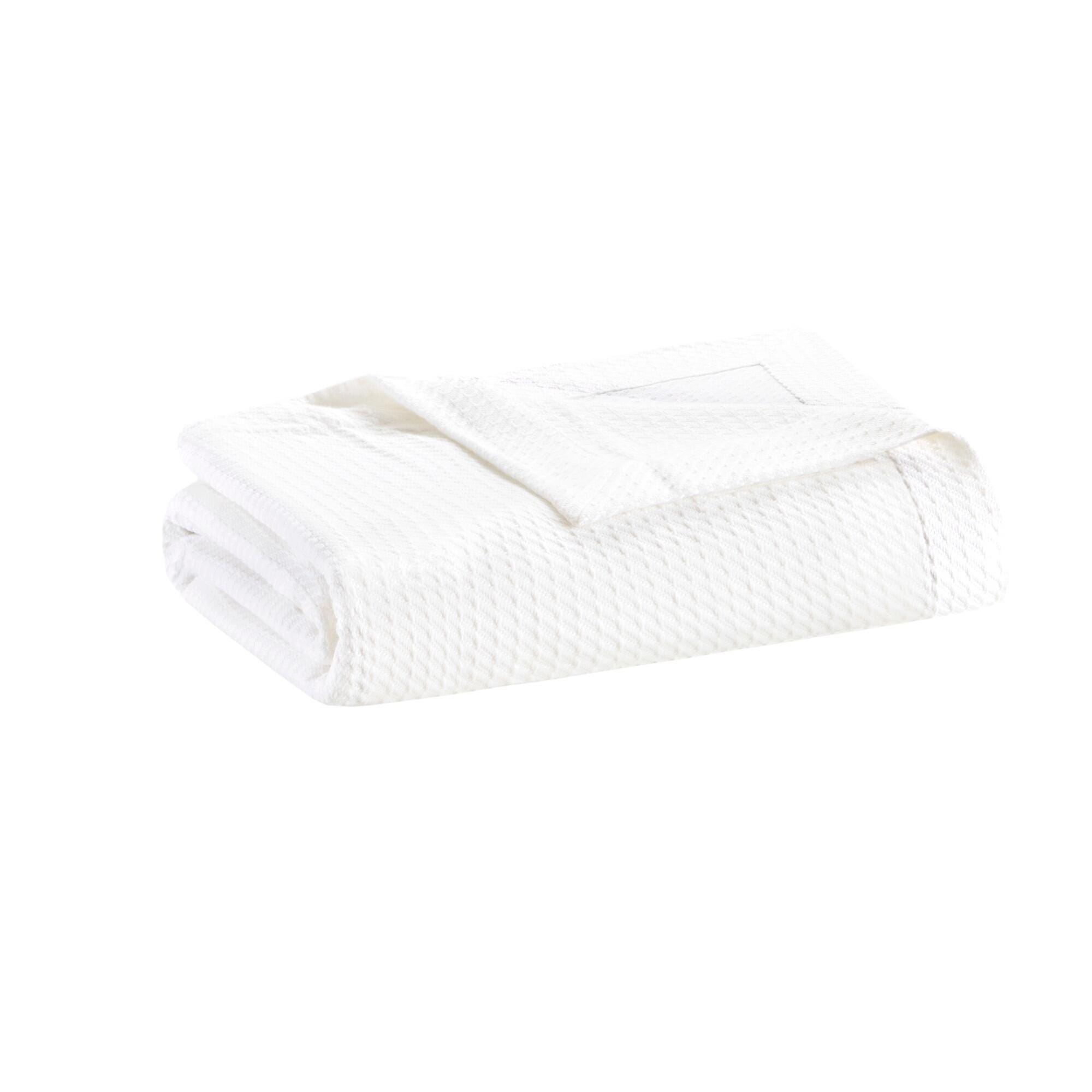 Madison Park Egyptian Cotton Twin Blanket, White, rollover