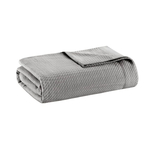 Freshspun Basketweave King Blanket, Gray