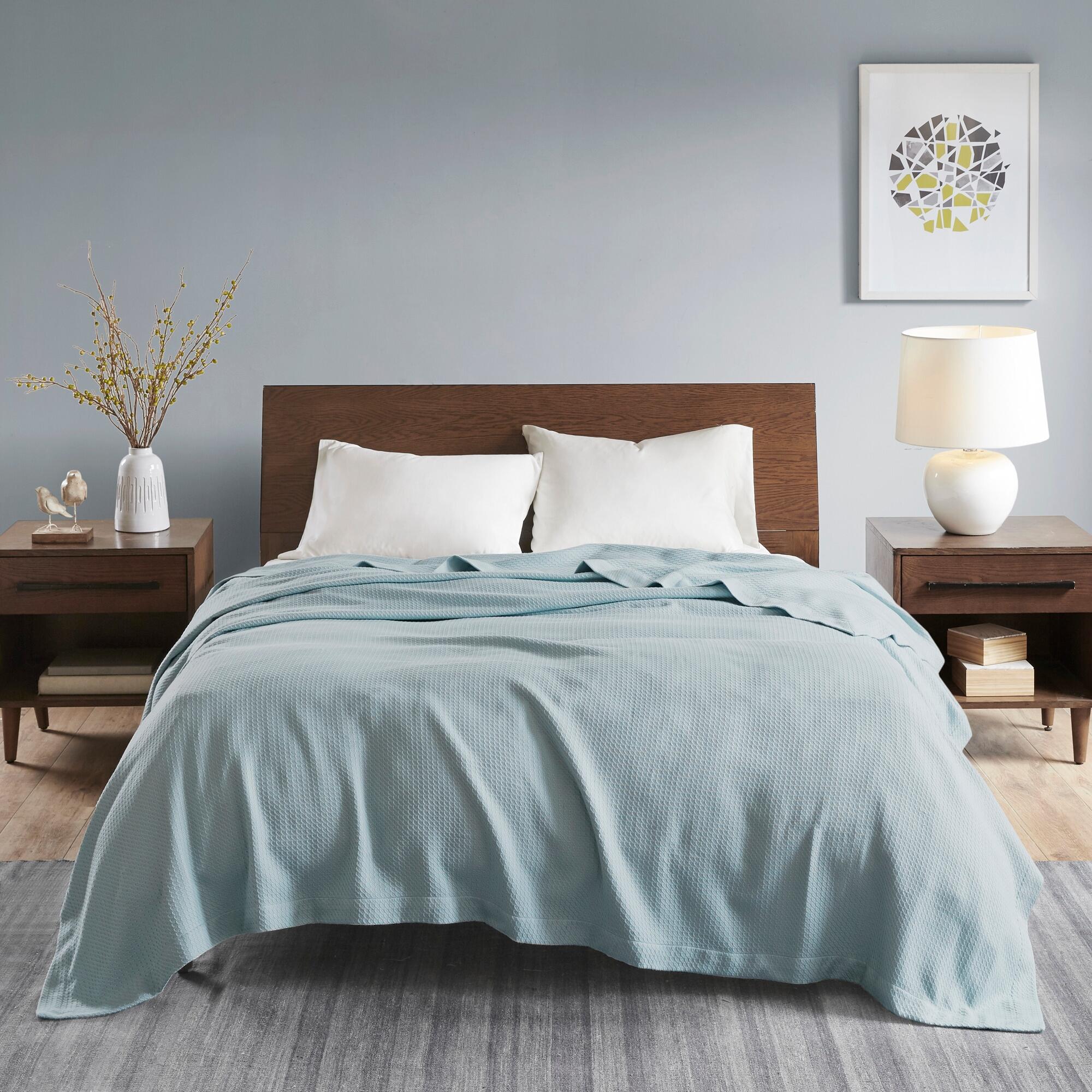 Madison Park Egyptian Cotton King Blanket, Light Blue, large