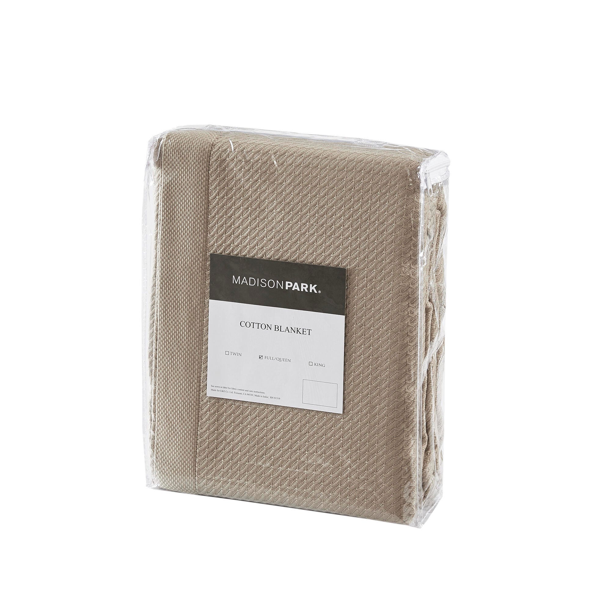 Madison Park Egyptian Cotton Twin Blanket, Khaki, large