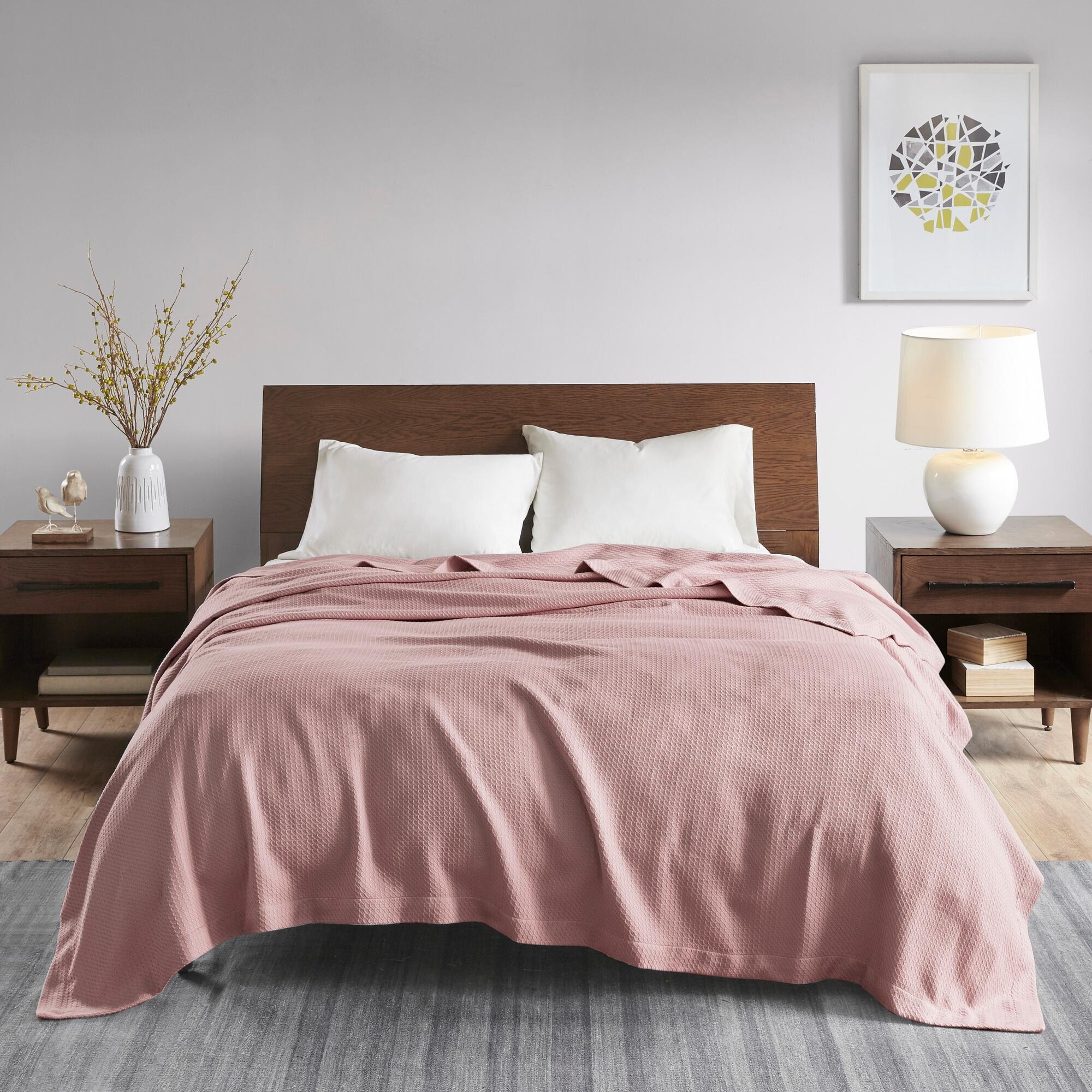 Madison Park Egyptian Cotton Twin Blanket, Rose, rollover