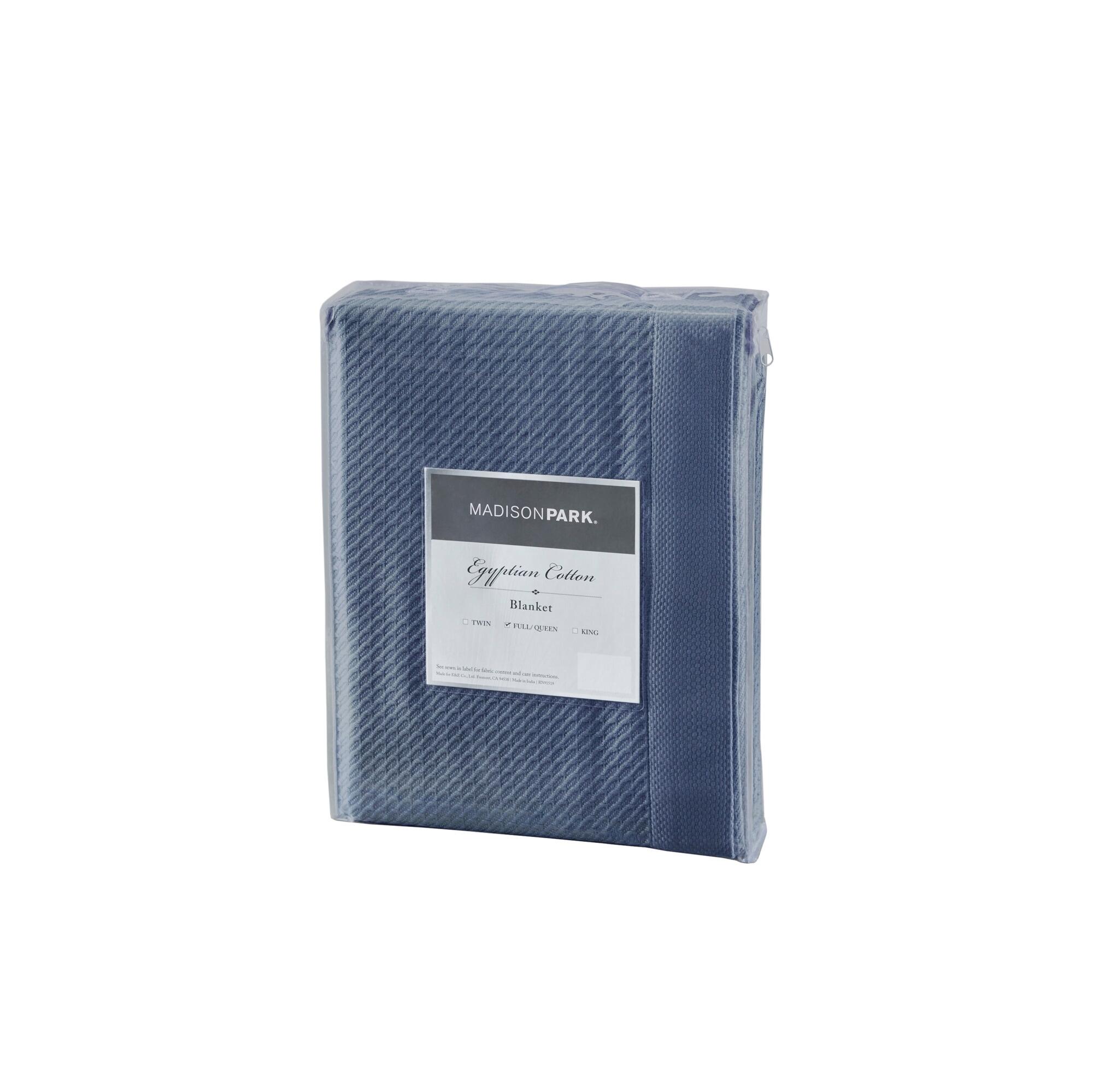 Madison Park Egyptian Cotton King Blanket, Blue, large