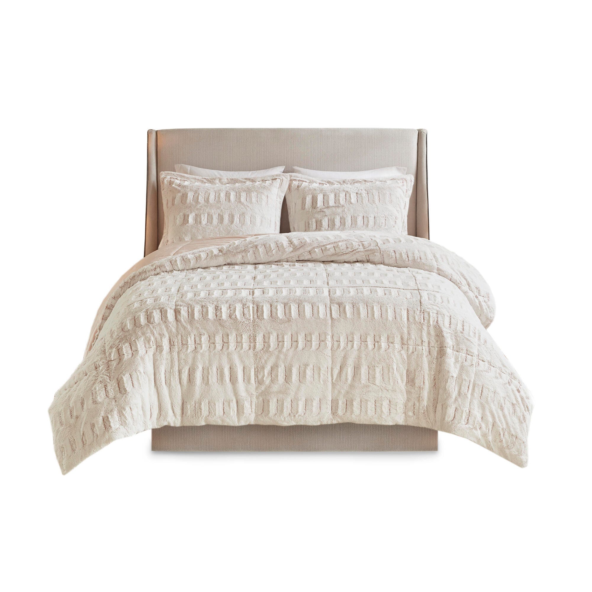 Madison Park Gia Twin/Twin XL Back Print Long Fur Comforter Mini Set, Blush, large