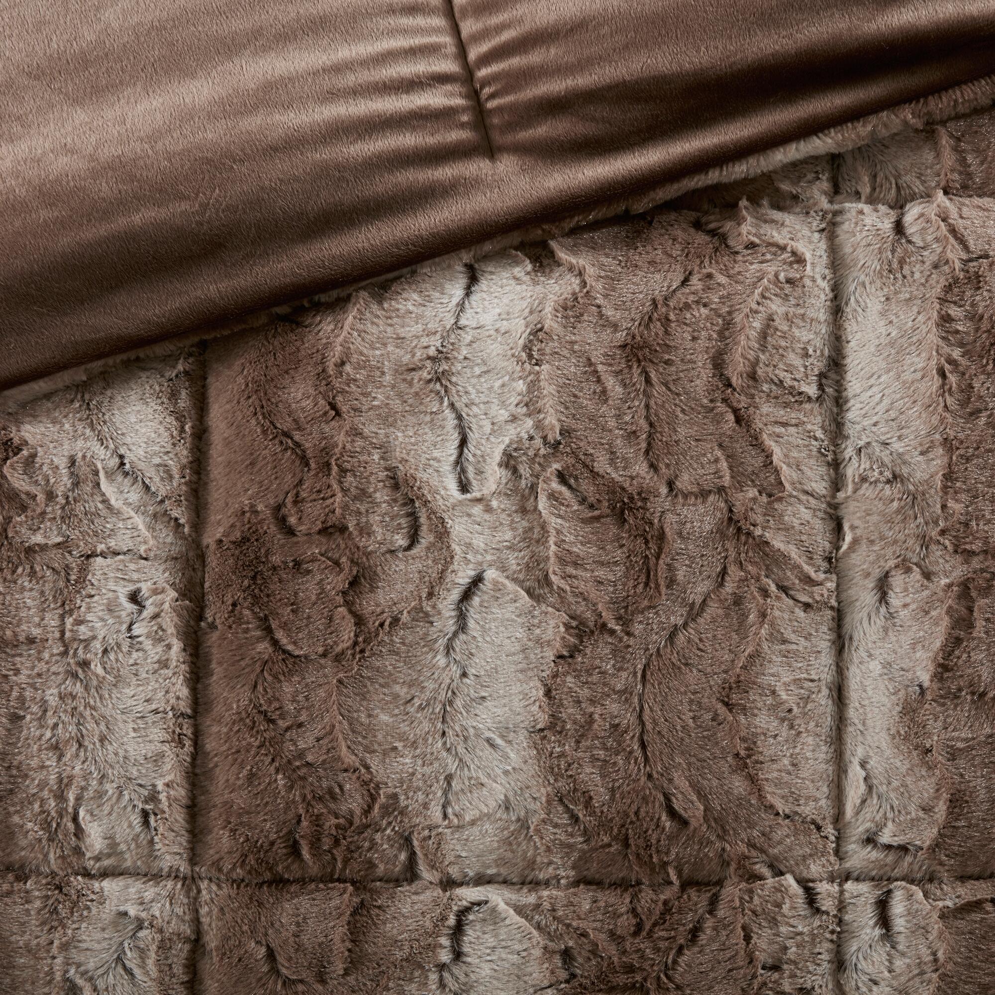 Madison Park Marselle Zuri King 4 Piece Faux Fur Comforter Set, Chocolate, large