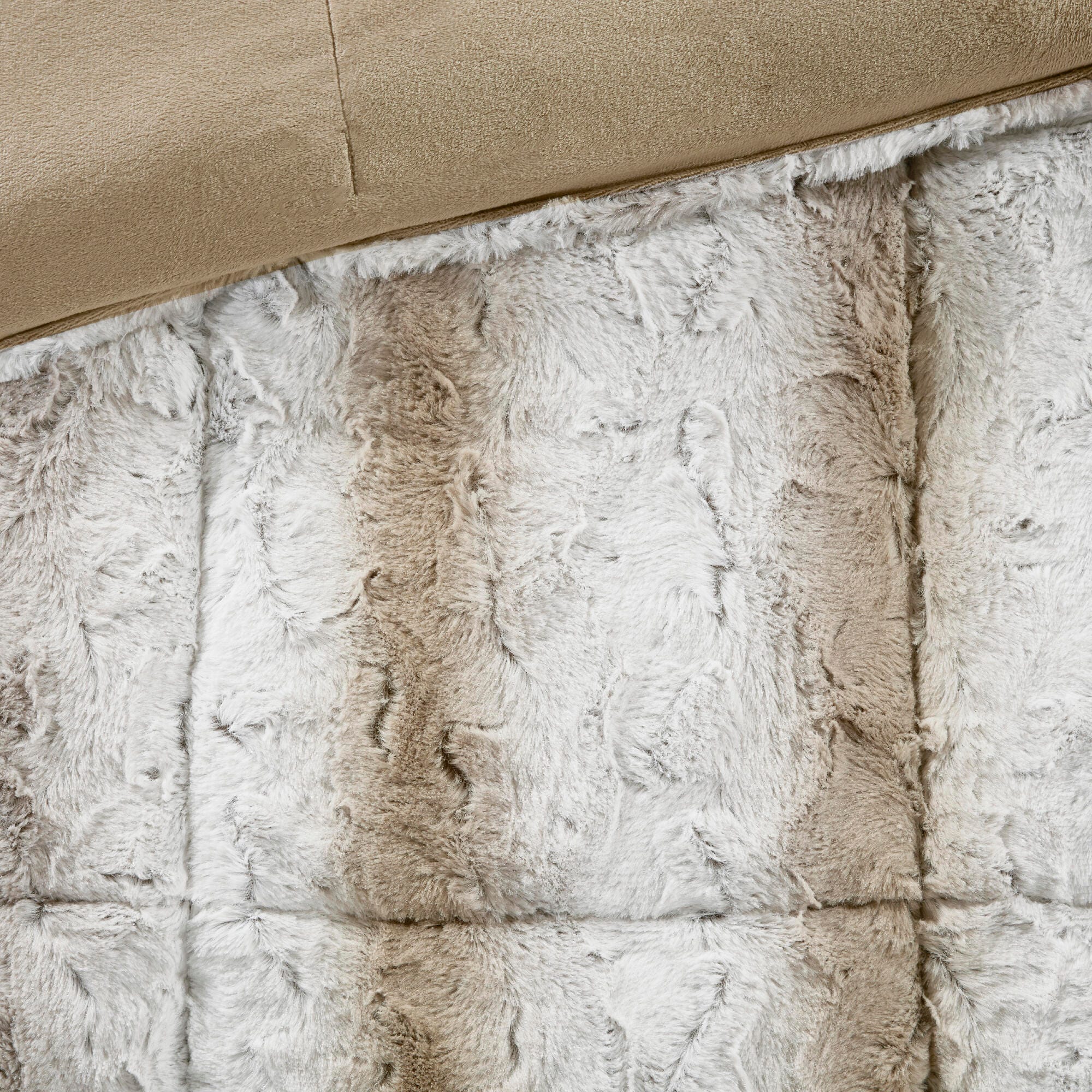 Madison Park Marselle Zuri King 4 Piece Faux Fur Comforter Set, Sand, large