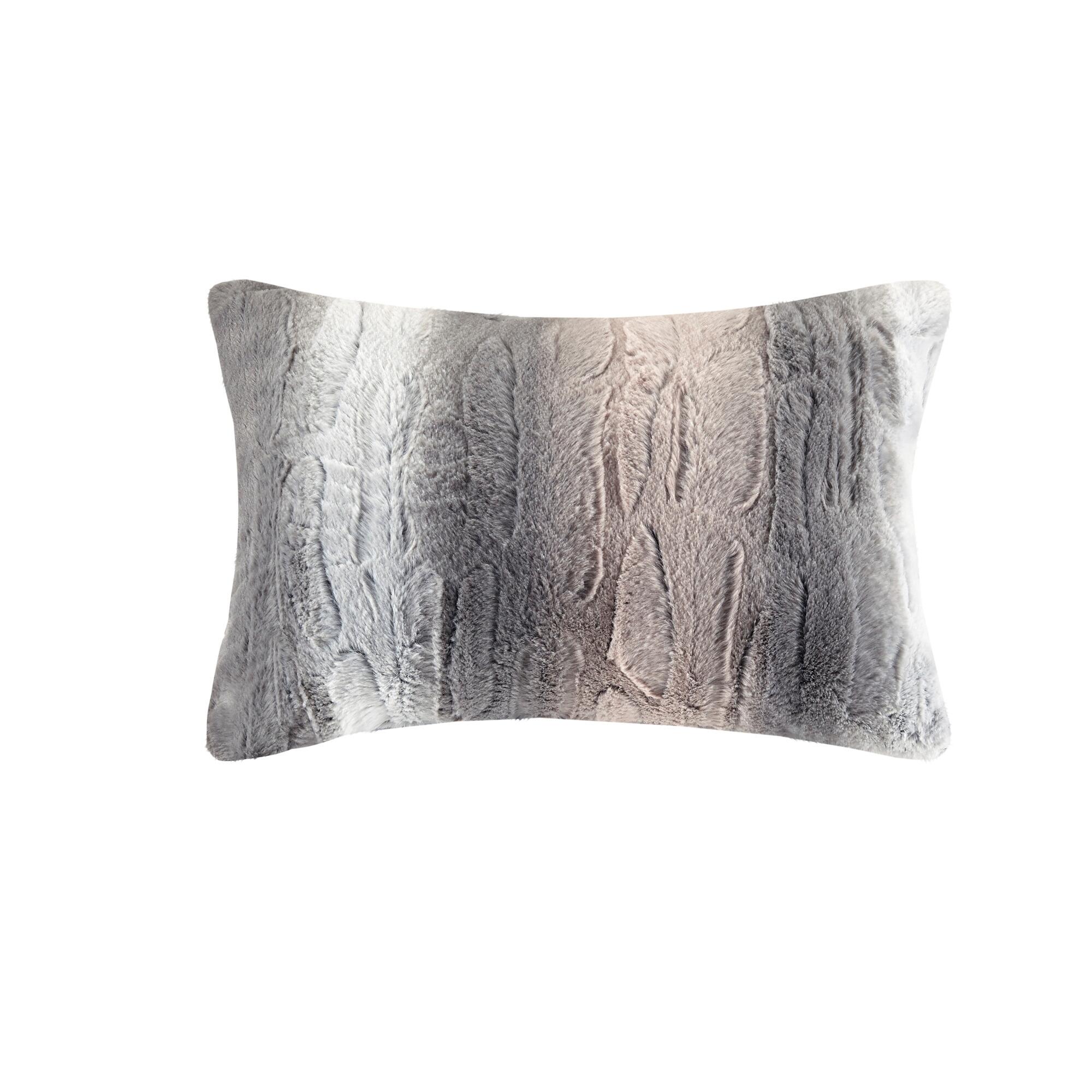 Madison Park Marselle Zuri/Zuri Full/Queen 4 Piece Faux Fur Comforter Set, Blush/Gray, large