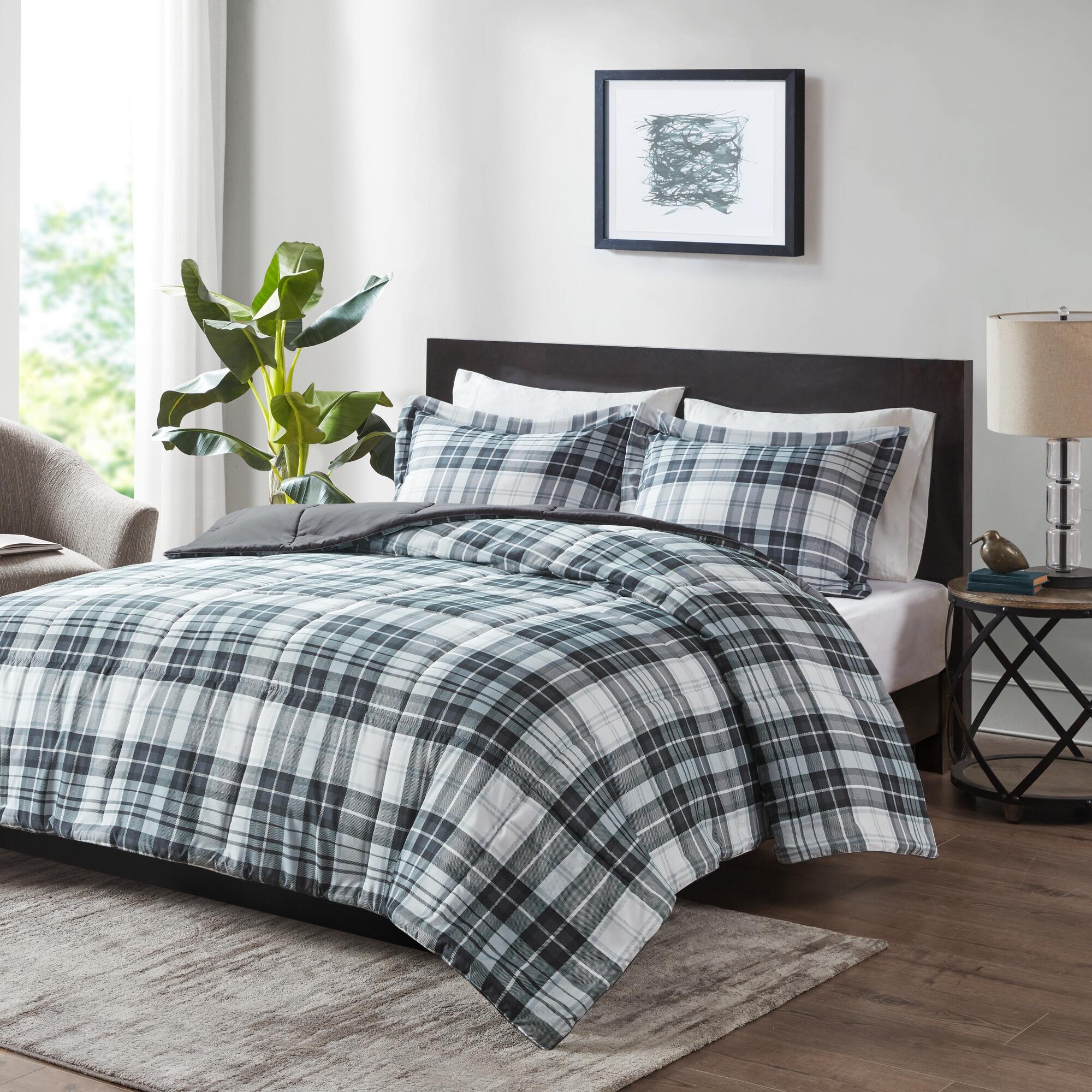 Madison Park Essentials Parkston King/California King 3M Scotchgard Down Alternative All Season Comforter Set, Black/White, large
