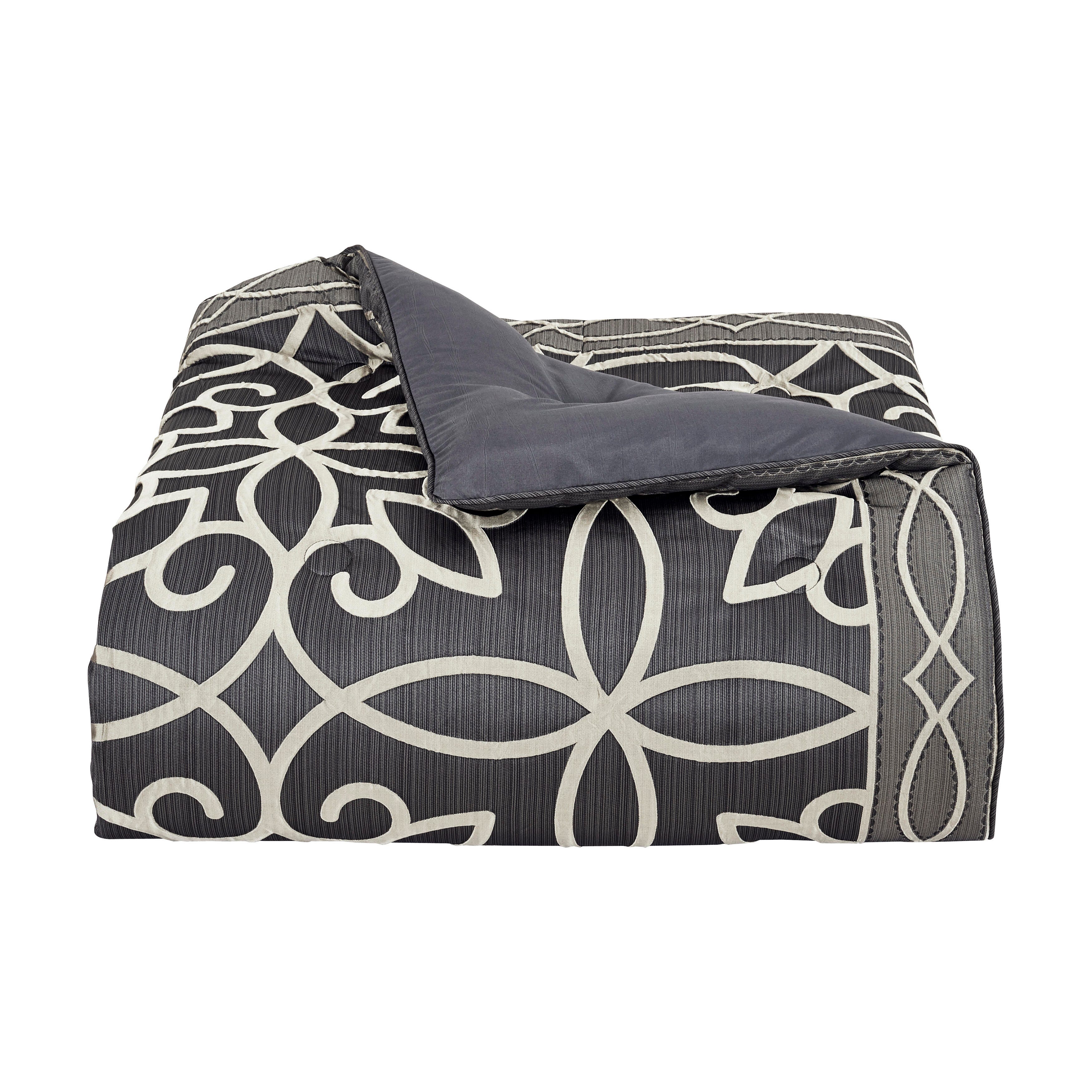 J. Queen New York Deco Charcoal King 4Pc. Comforter Set, Charcoal, rollover
