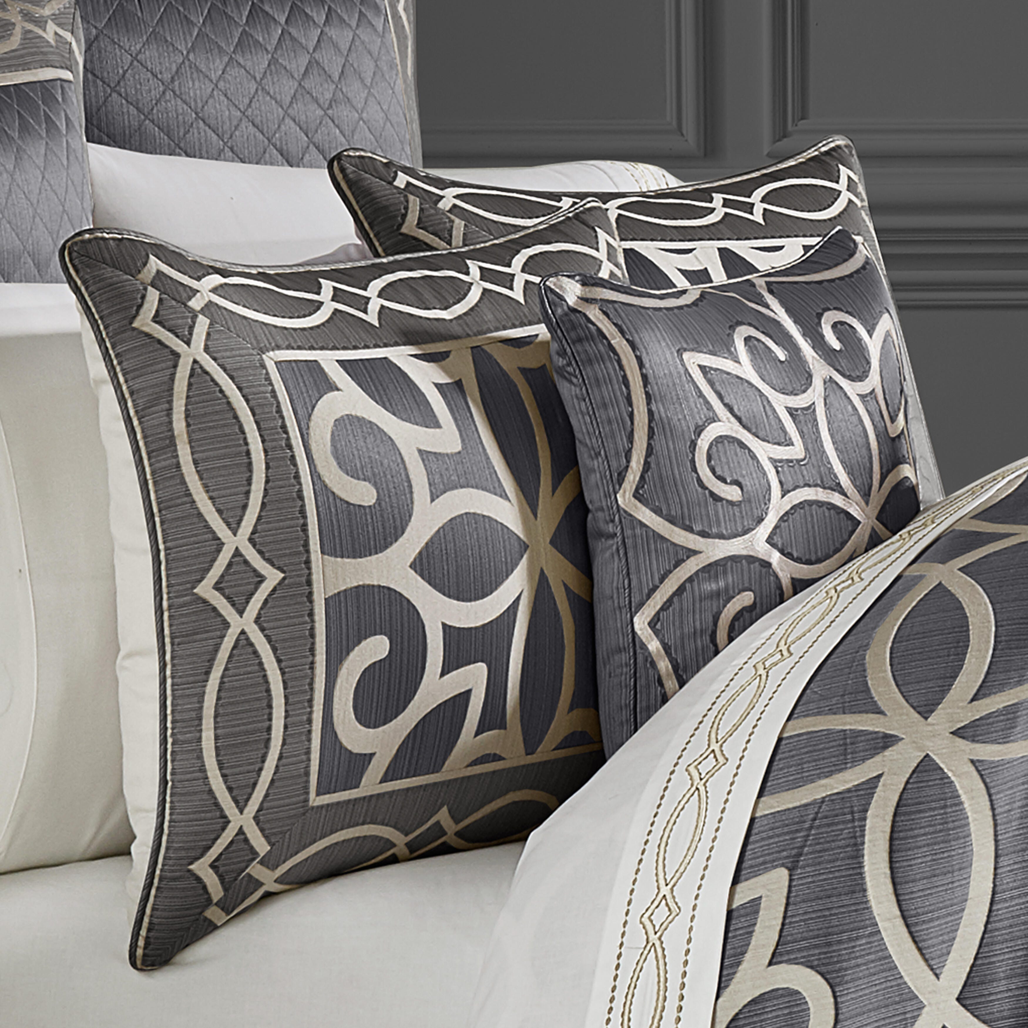 J. Queen New York Deco Charcoal King 4Pc. Comforter Set, Charcoal, large