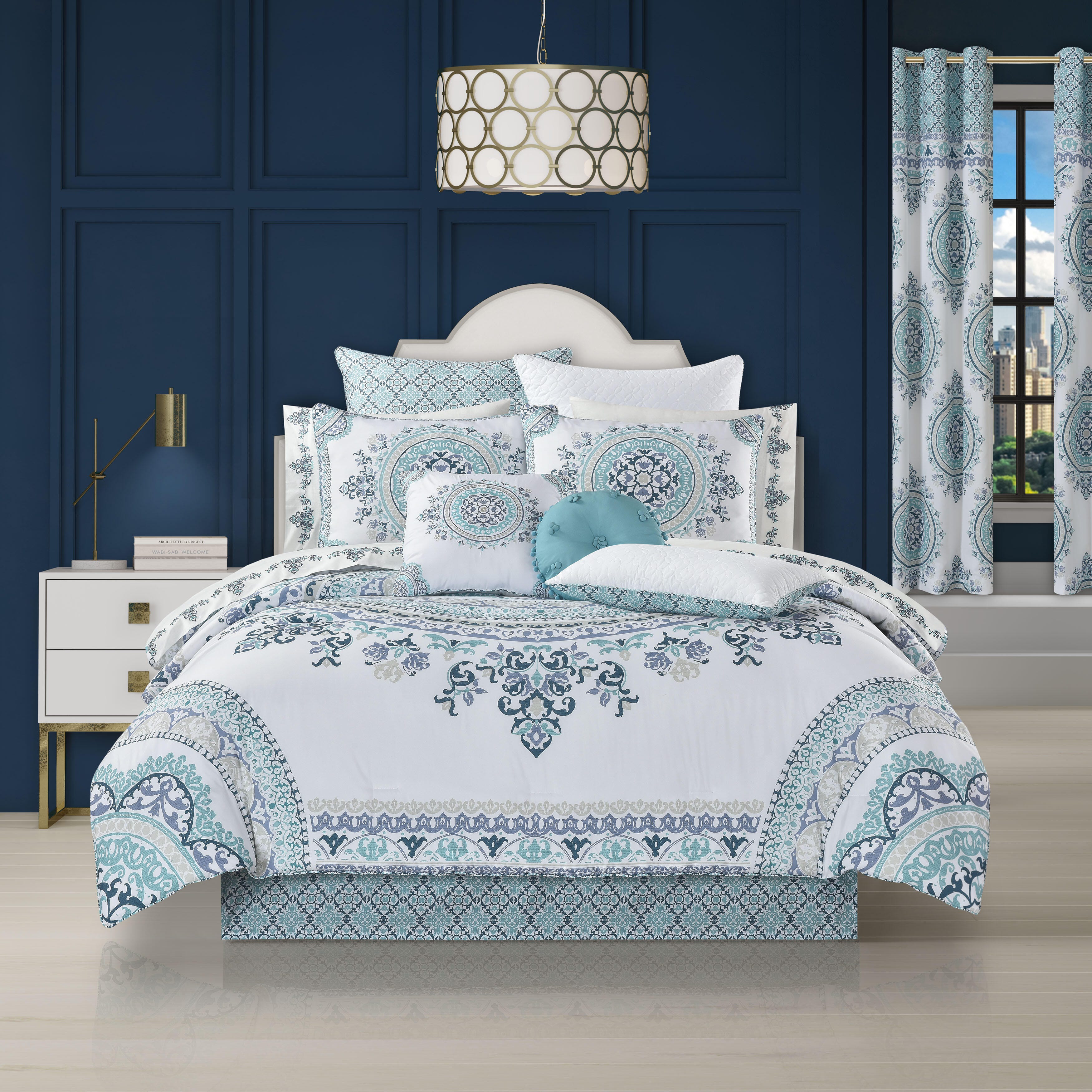 Royal Court Afton full 4-piece comforter set, Blue, rollover