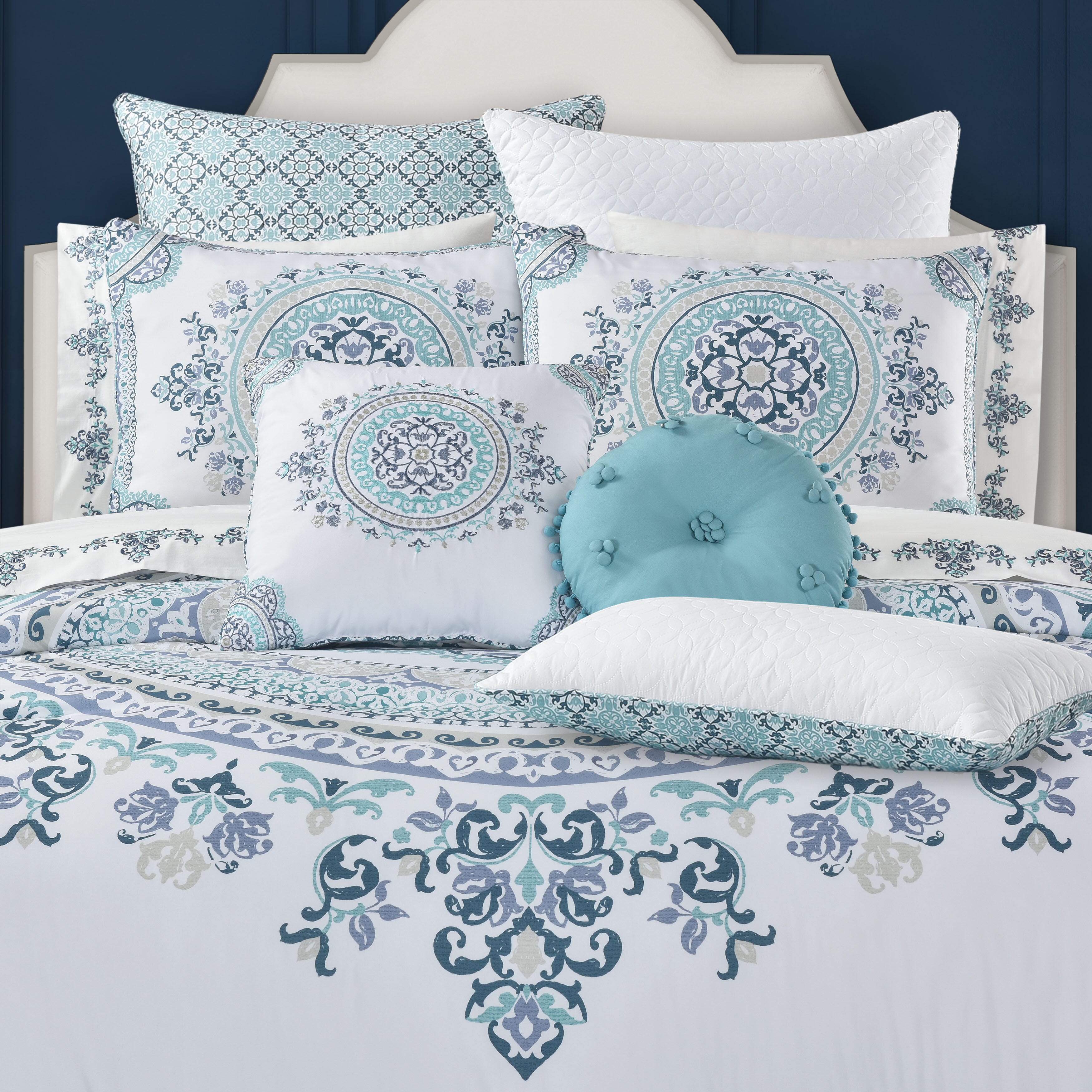 Royal Court Afton California king 4-piece comforter set, Blue, large