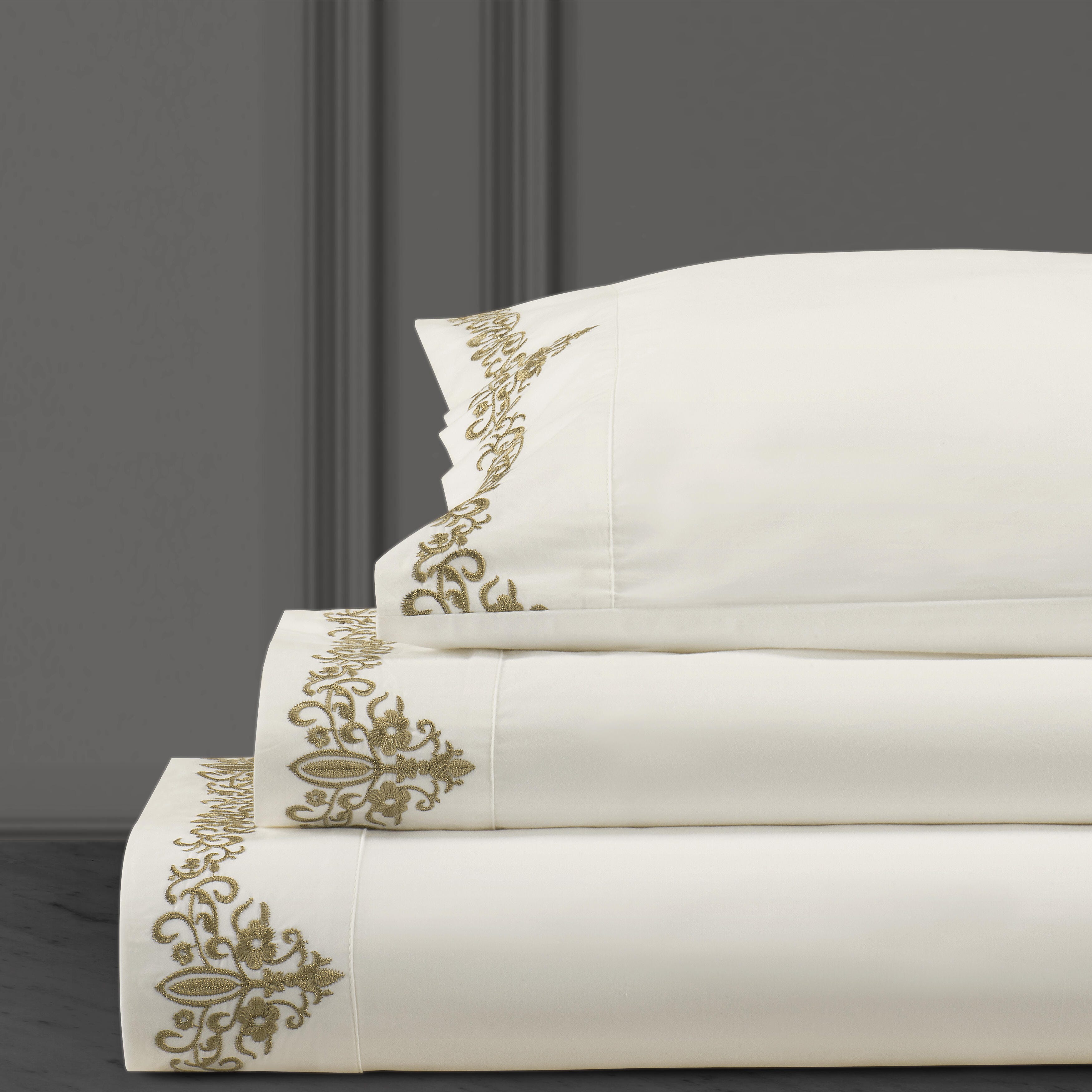 J. Queen New York Noelle Sheet King 4Pc. Sheet Set, Gold, large