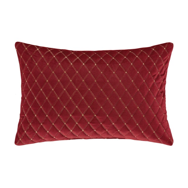 J. Queen New York Grandeur Crimson Quilted Boudoir Decorative Throw Pillow