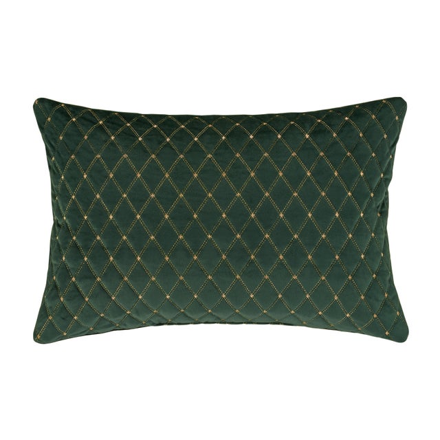 J. Queen New York Grandeur Evergreen Quilted Boudoir Decorative Throw Pillow