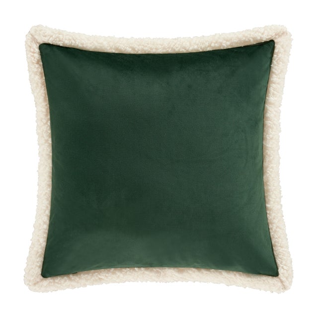 J. Queen New York Casey Sherpa Evergreen 18" Square Quilted Decorative Throw Pillow