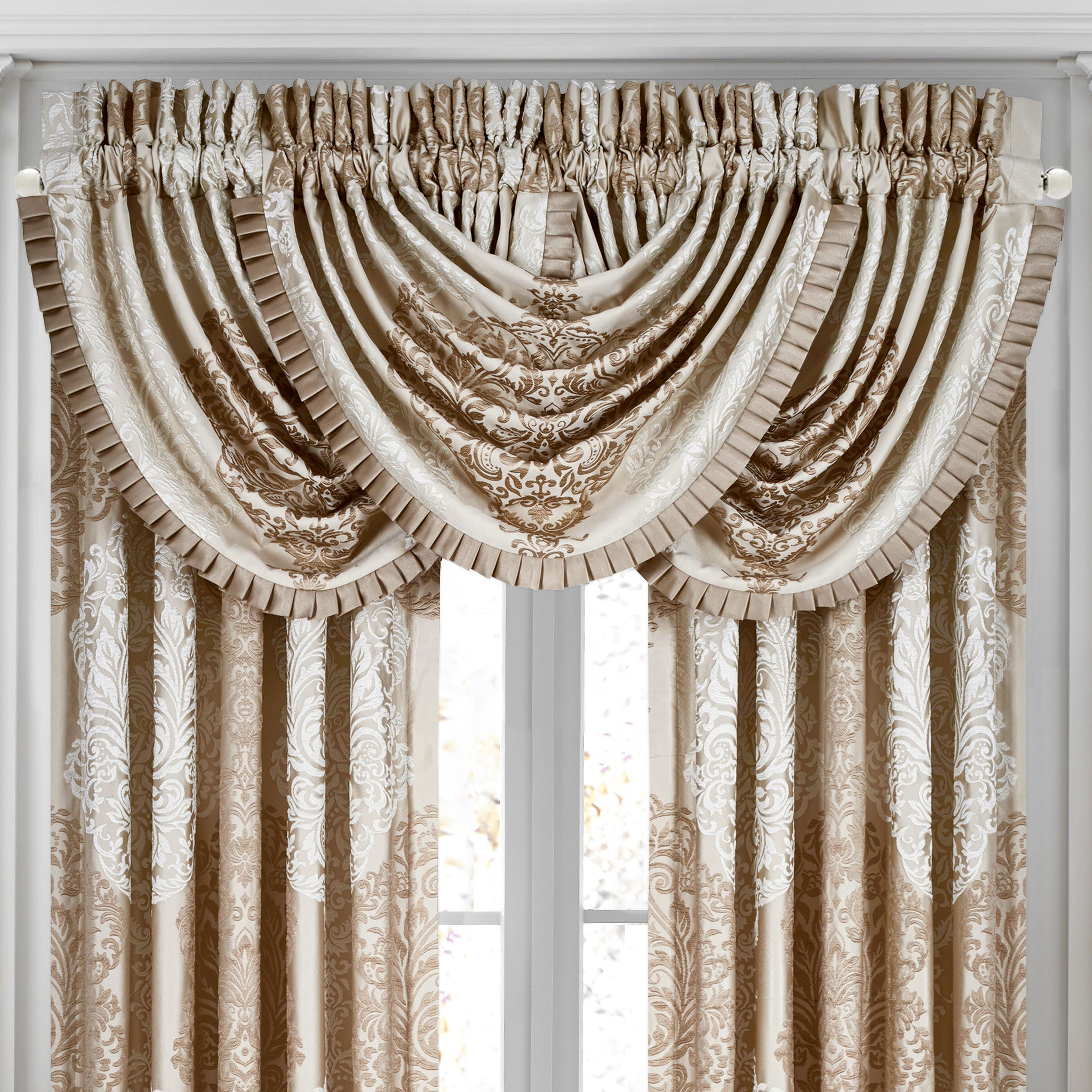 J.Queen New York New York La Scala Window Waterfall Valance, Gold, rollover