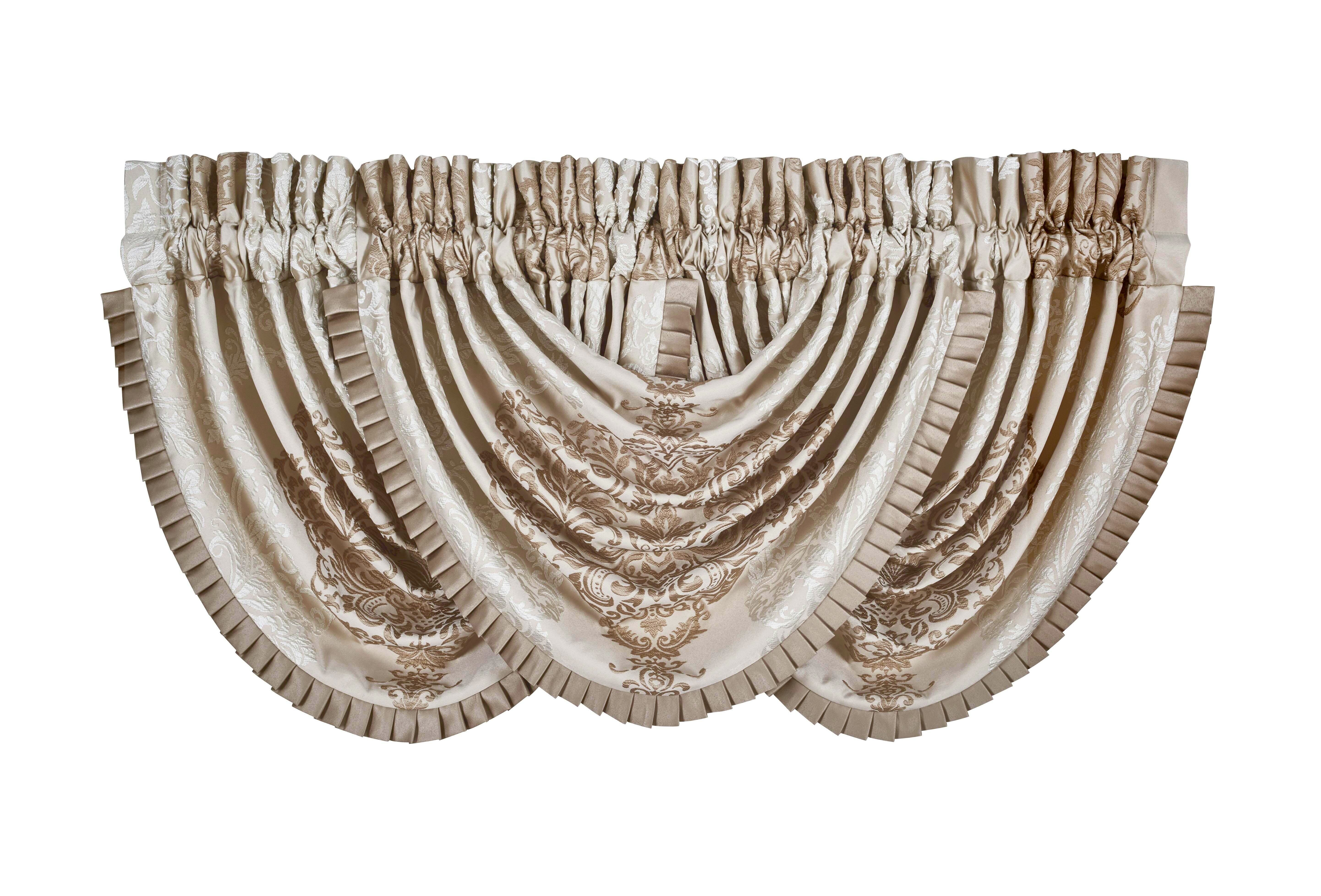 J.Queen New York New York La Scala Window Waterfall Valance, Gold, large