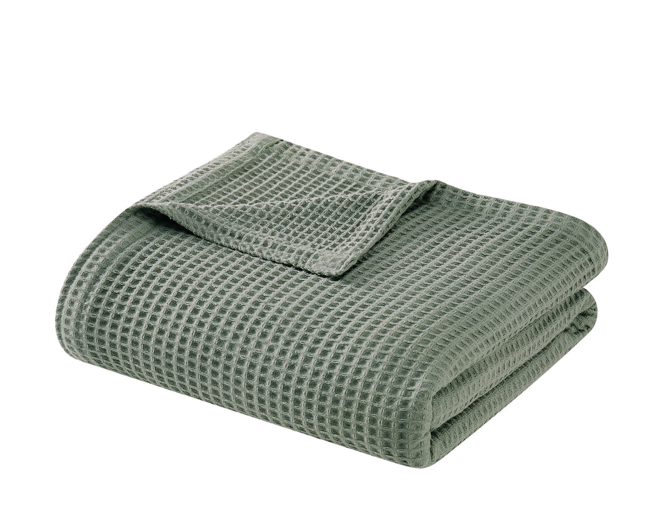 Cannon Heritage Cotton Waffle Blanket, Green, rollover
