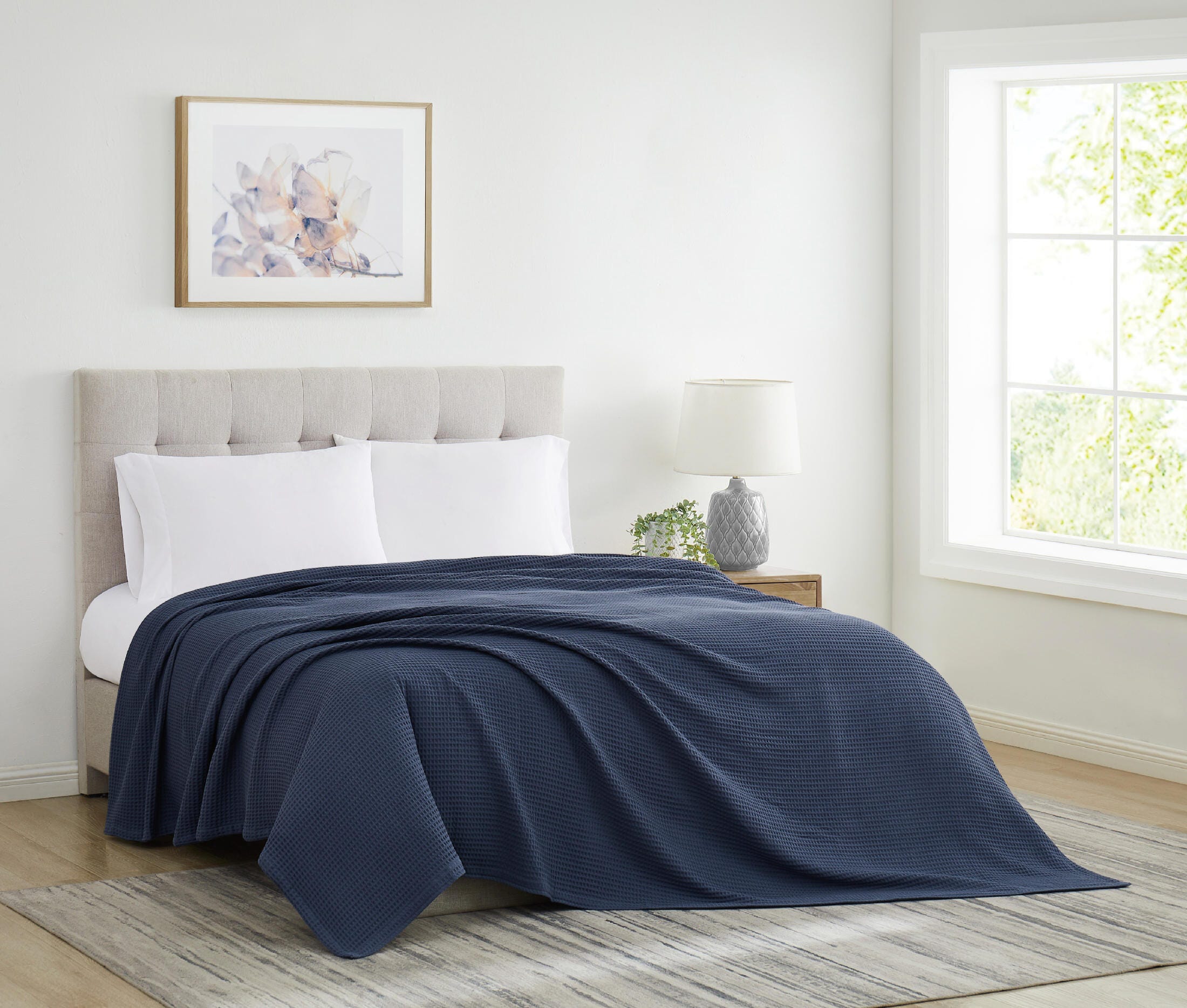 Cannon Heritage Cotton Waffle Blanket, Blue, large
