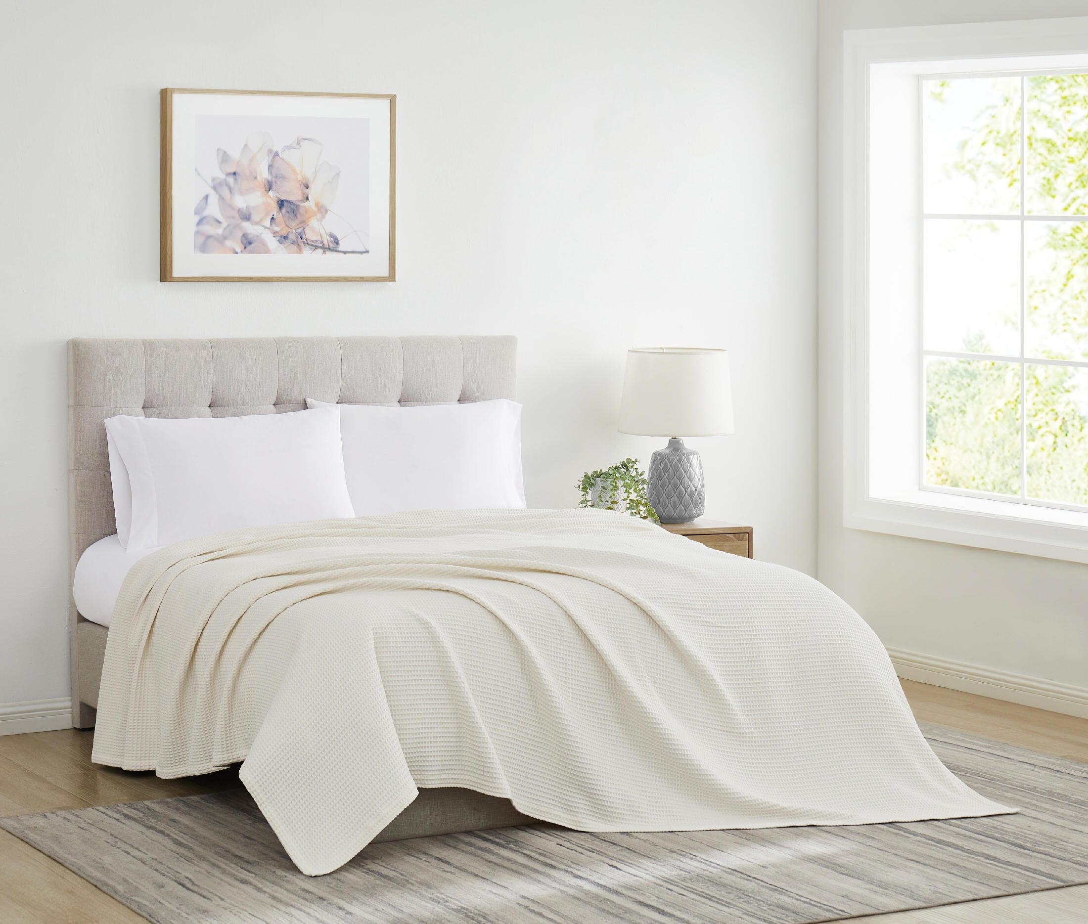 Cannon Heritage Cotton Waffle Blanket, Ivory, large