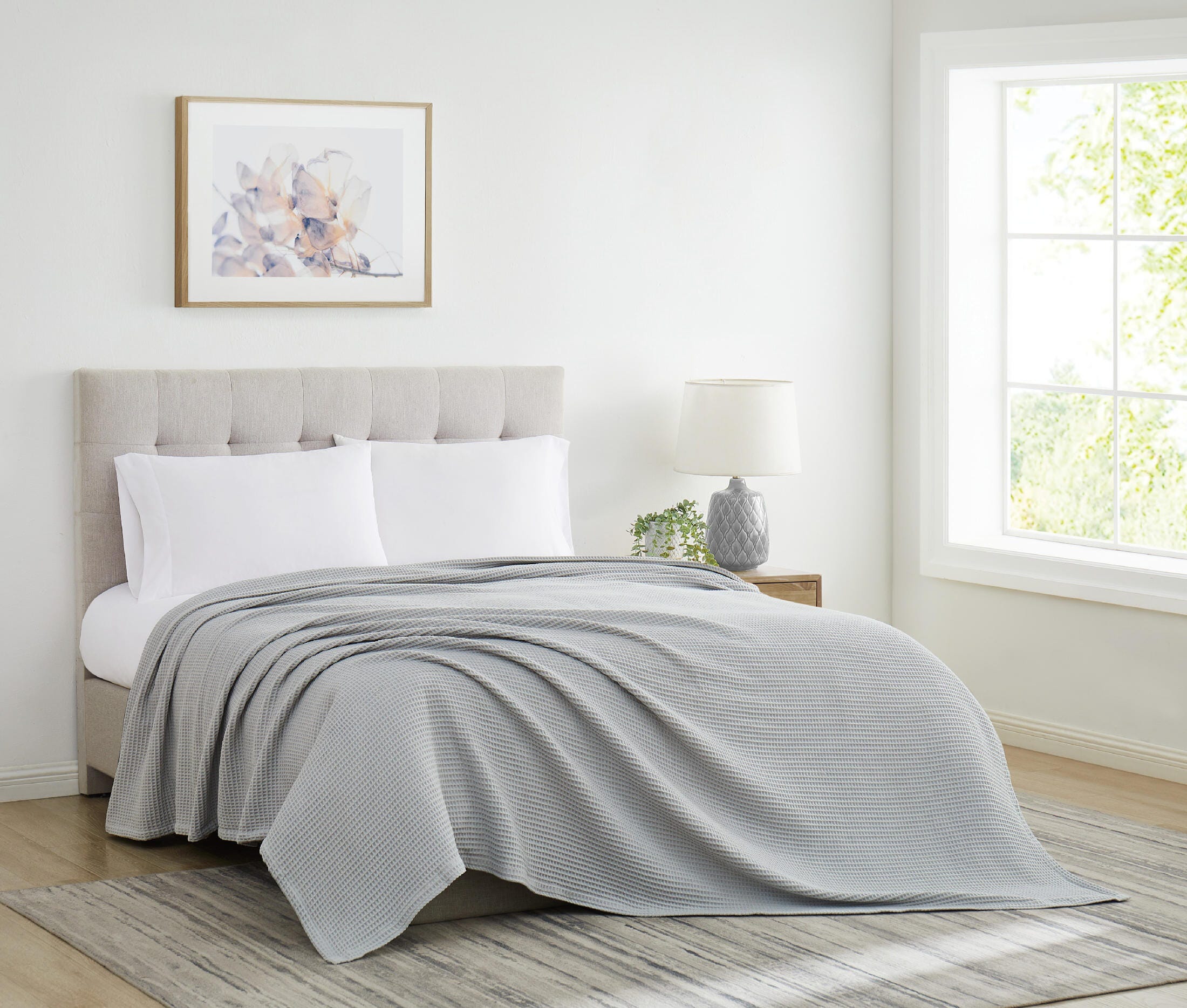 Cannon Heritage Cotton Waffle Blanket, Gray, large