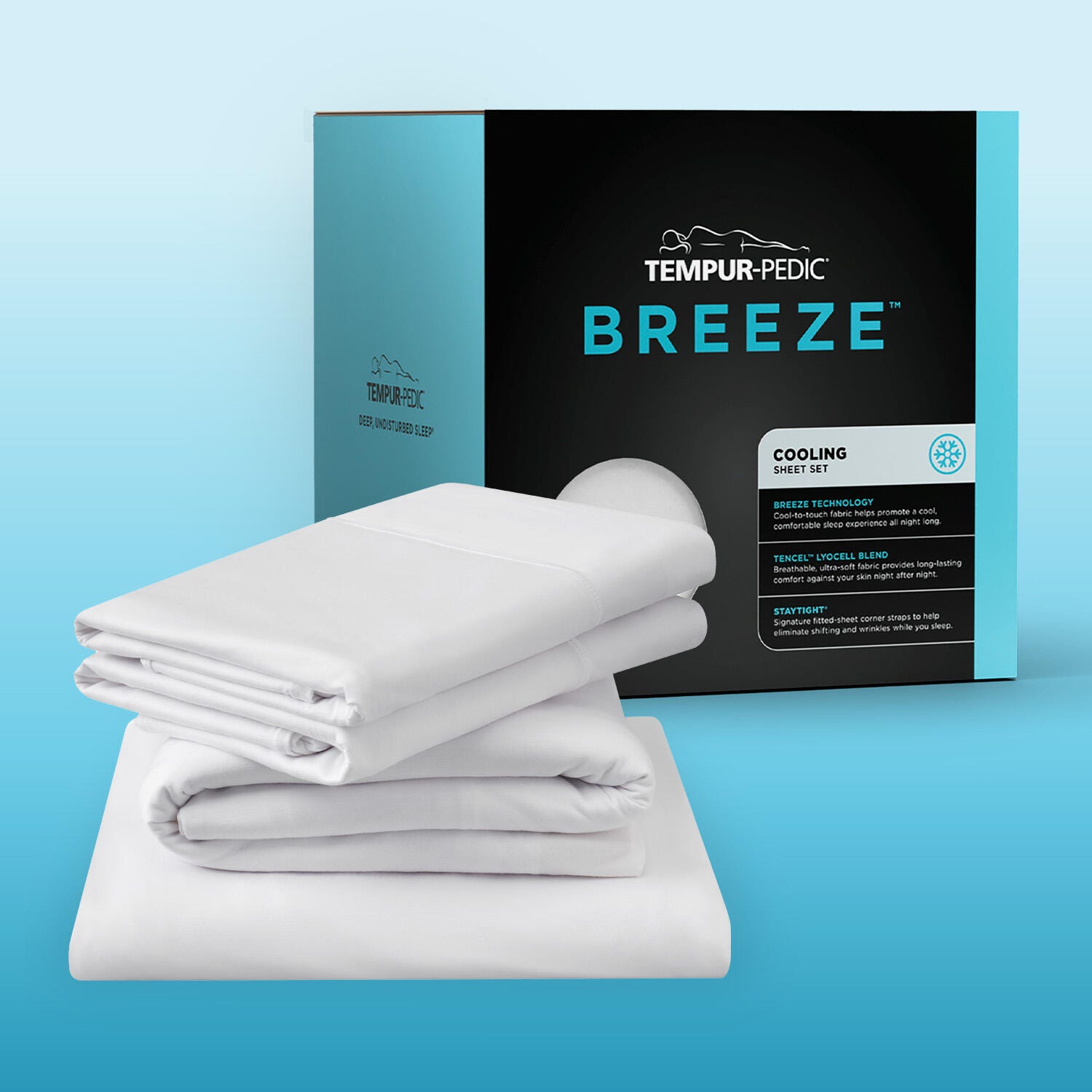 TEMPUR-breeze&deg; Cooling Sheet Set- Split California King, White, large