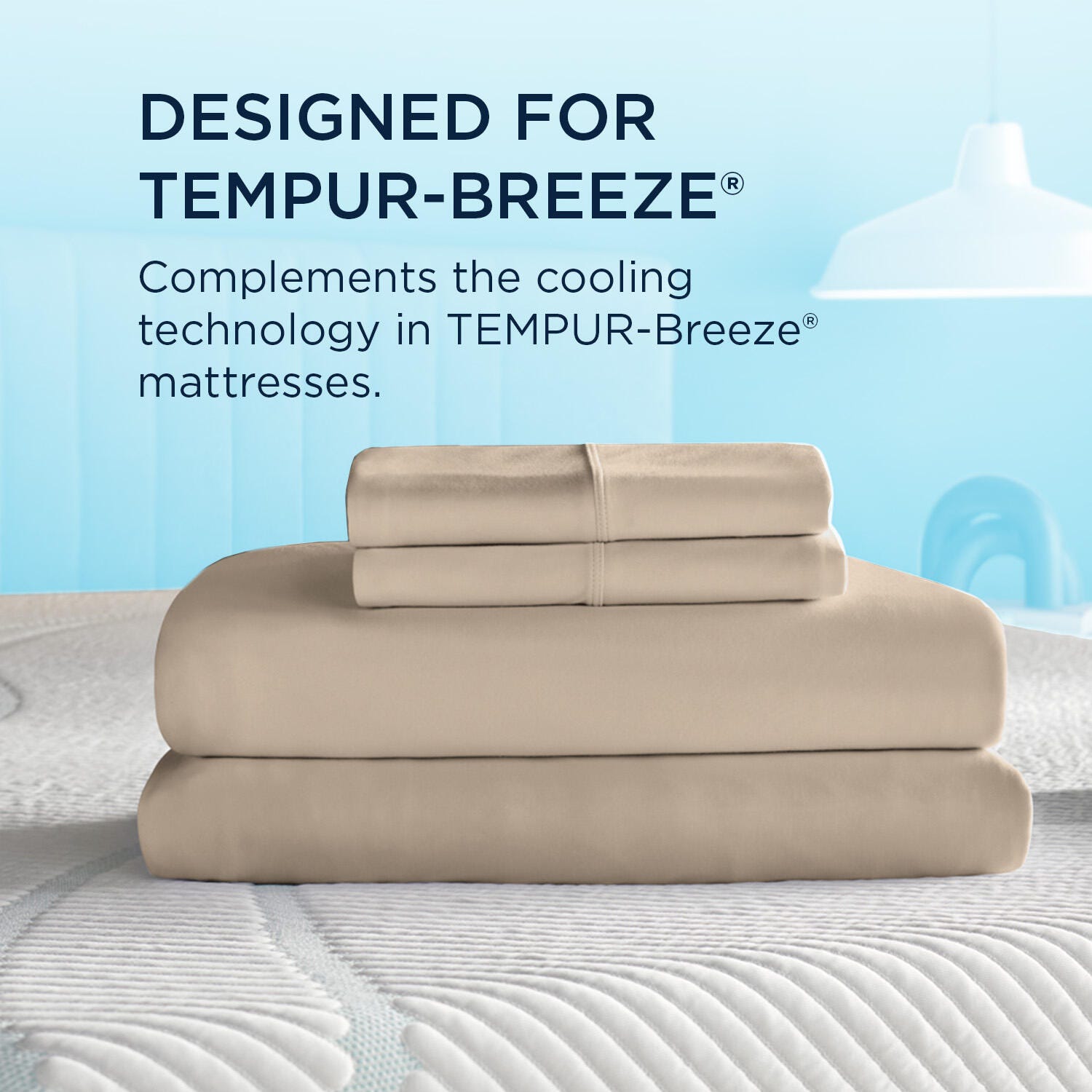 TEMPUR-breeze° Cooling Sheet Set- Split California King, Sandstone, large