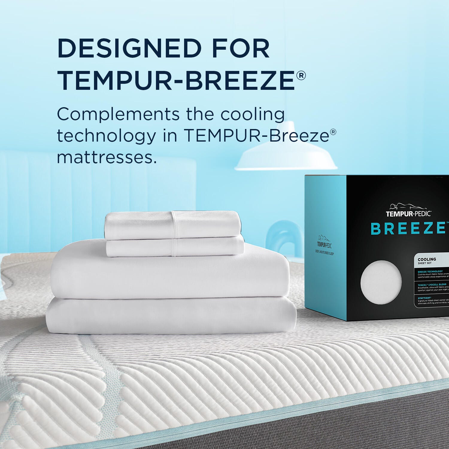 TEMPUR-breeze° Cooling Sheet Set- Twin, White, large