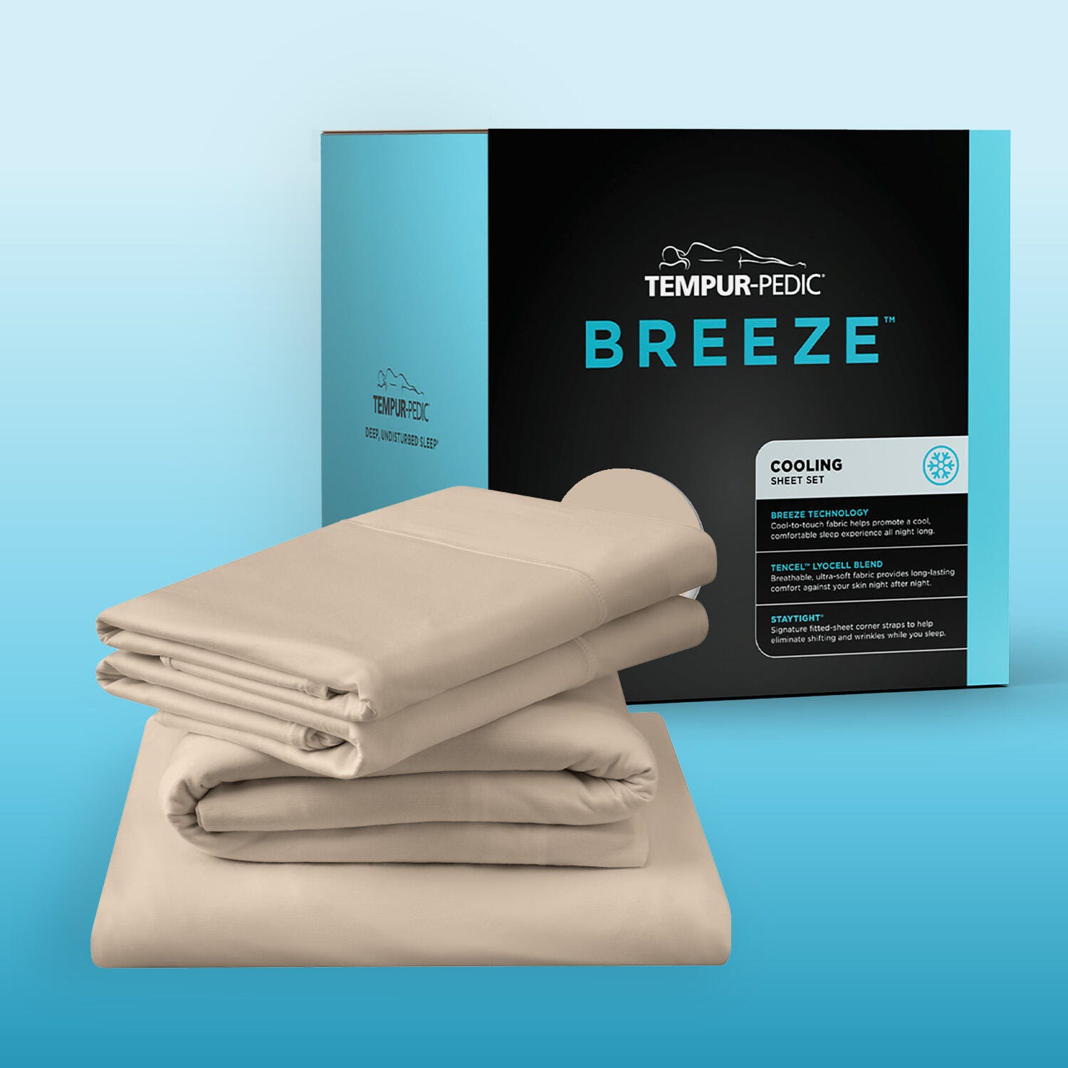 TEMPUR-breeze&deg; Cooling Sheet Set- Full, Sandstone, large