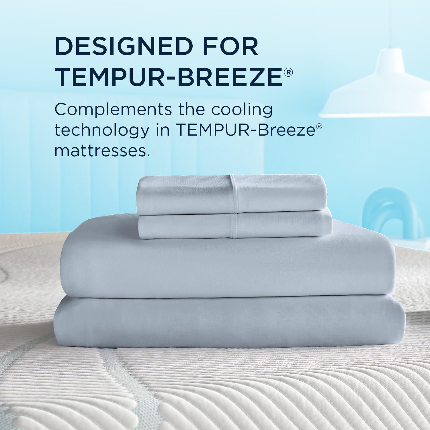 TEMPUR-breeze° Cooling Sheet Set- Full, Sleepy Blue, large