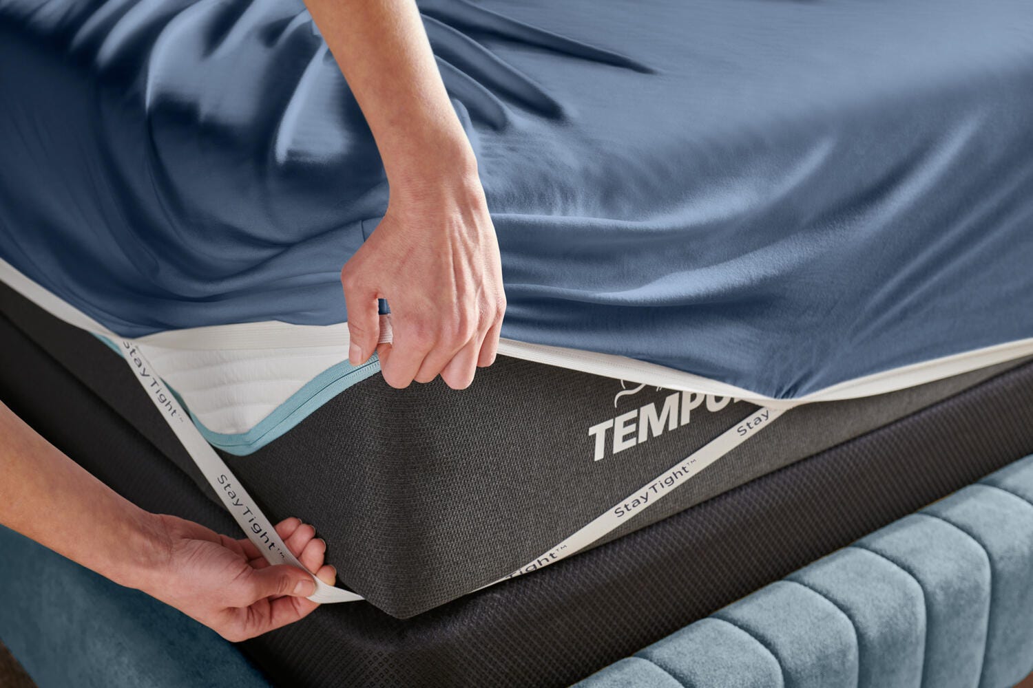 TEMPUR-Rayon from Bamboo Sheet Set- Split California King, Vintage Indigo, large