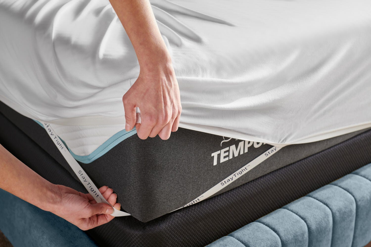 TEMPUR-Rayon from Bamboo Sheet Set- Split King, White, large