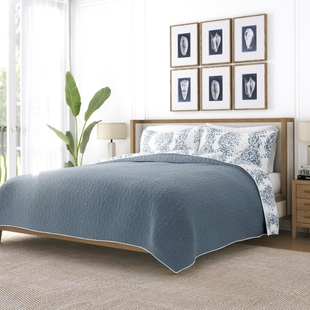 Ienjoy Home All Season 2 Piece Twin/ Twin XL Distressed Damask Reversible Quilt Set with Shams