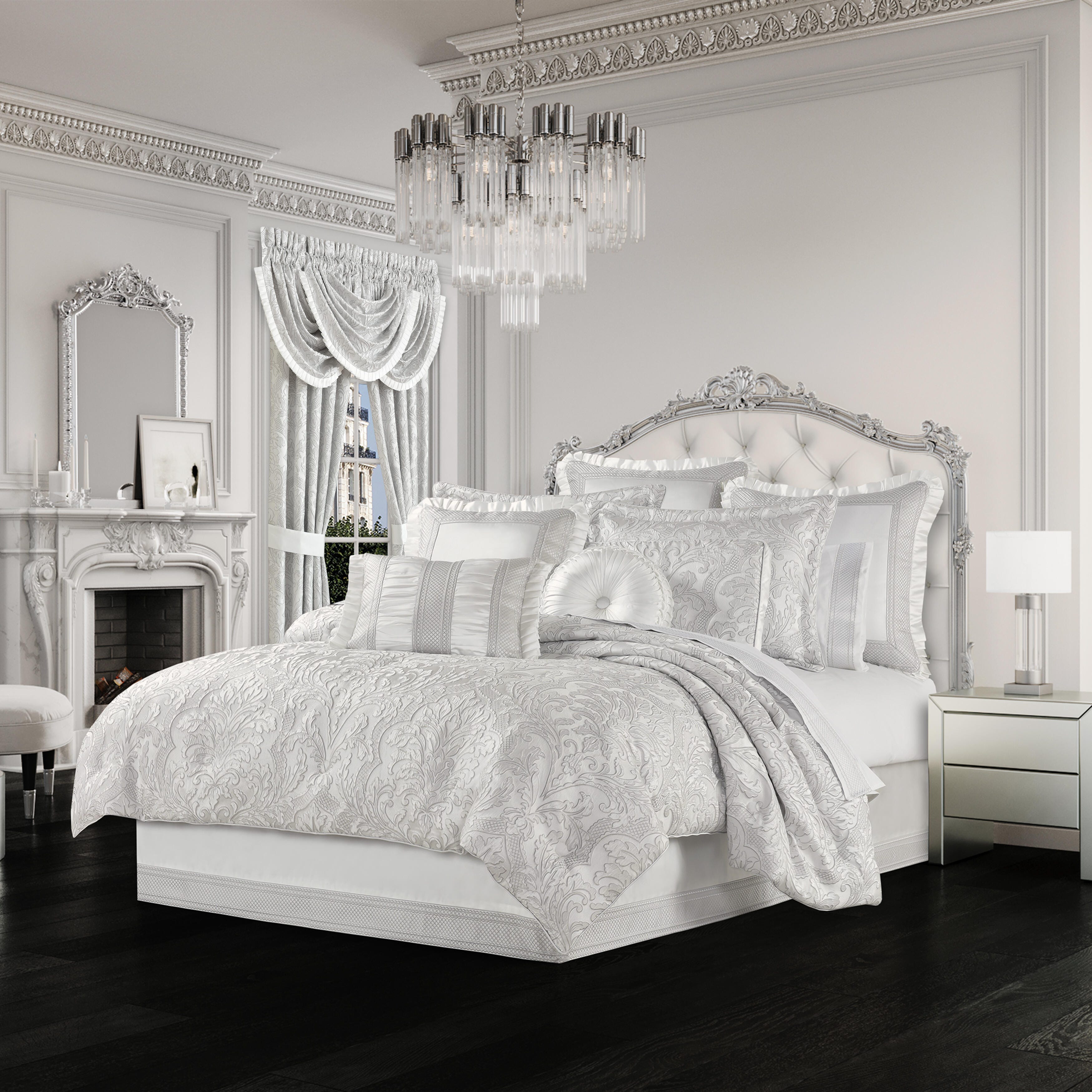 J.Queen New York Brunello California King 4 Piece Comforter Set, Platinum, rollover