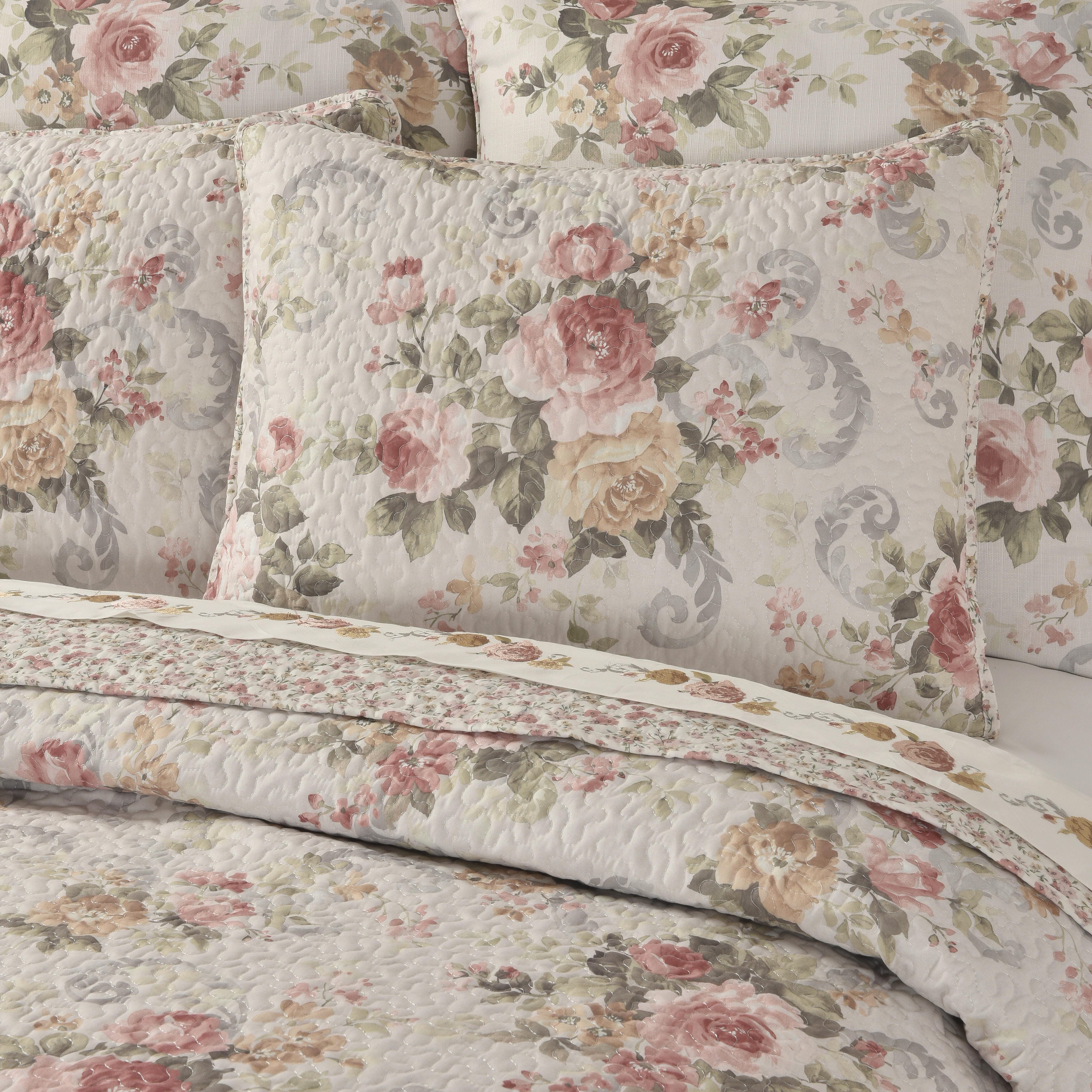 Royal Court Chablis Full/Queen 3 Piece Quilt Set, Rose Gold, large