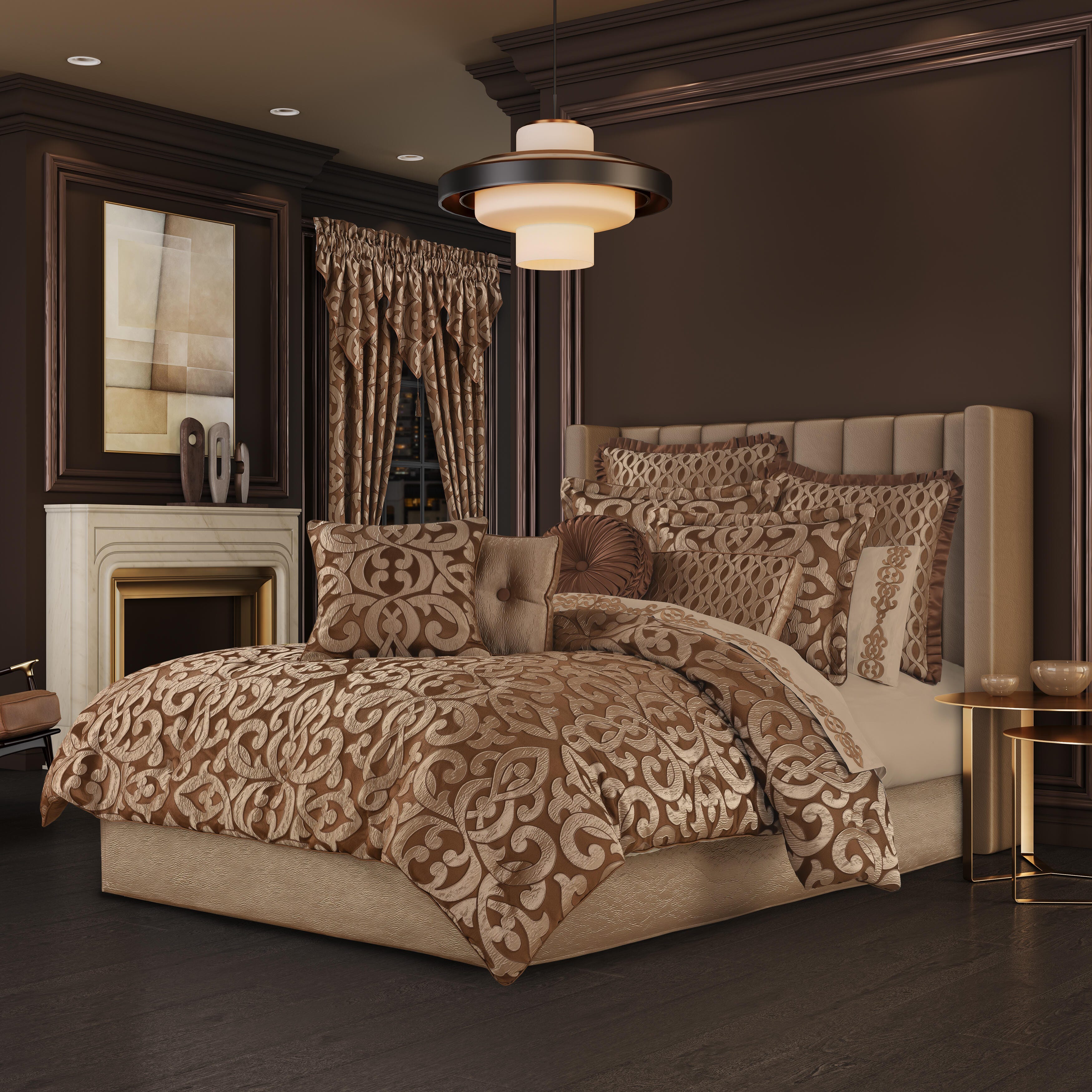 J.Queen New York La Boheme King 4 Piece Comforter Set, Copper, large