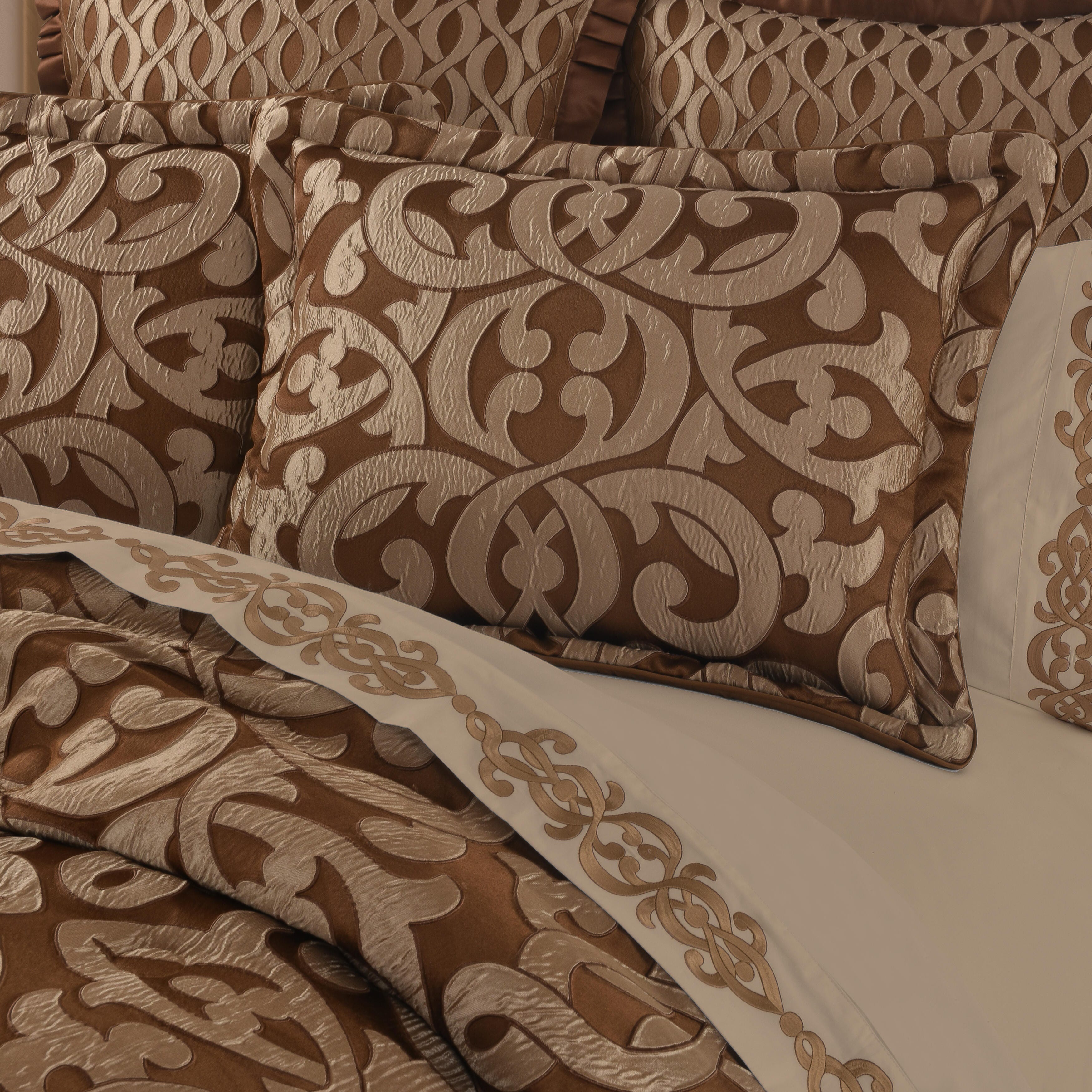 J.Queen New York La Boheme Queen 4 Piece Comforter Set, Copper, large