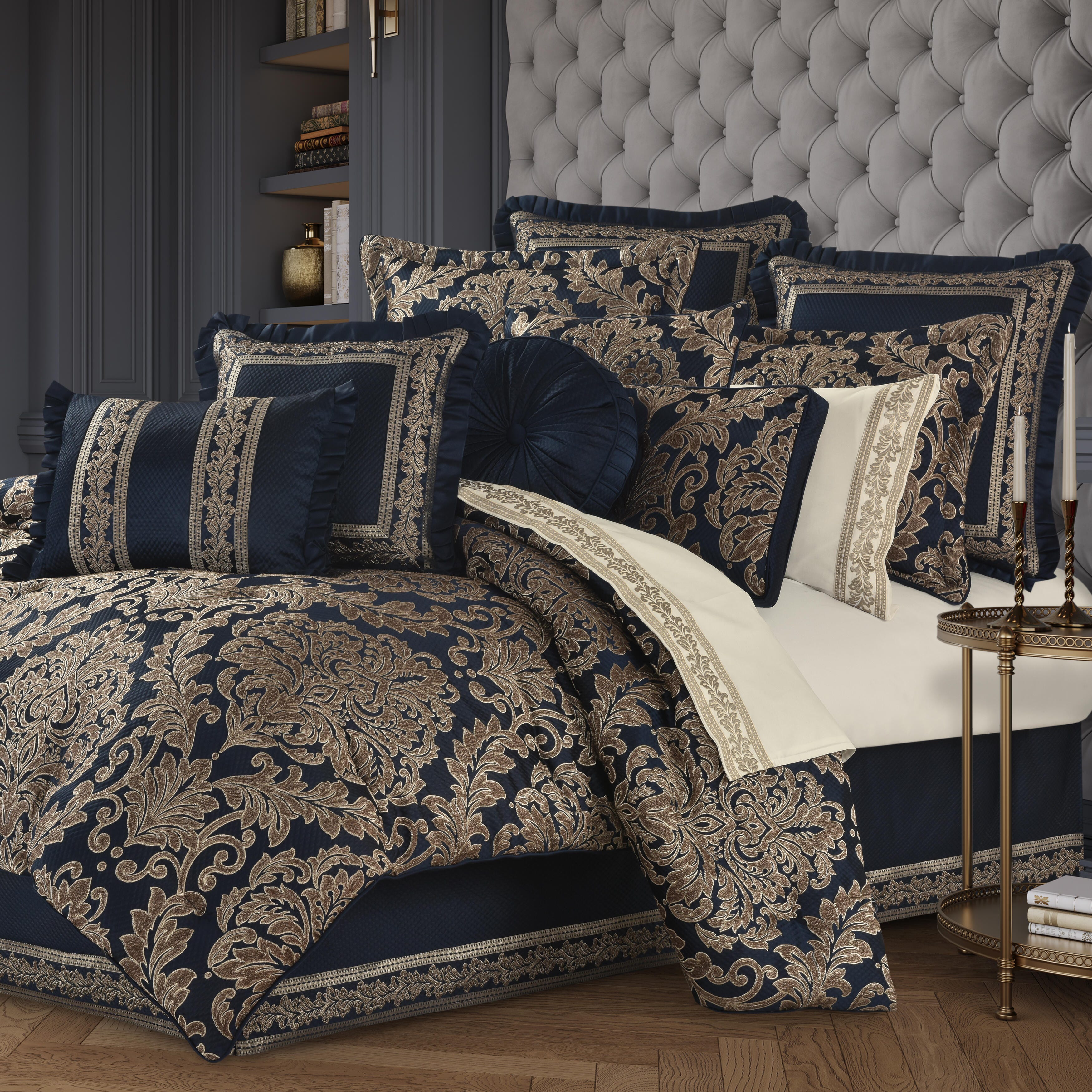J.Queen New York Monte Carlo King 4 Piece Comforter Set, Navy, large