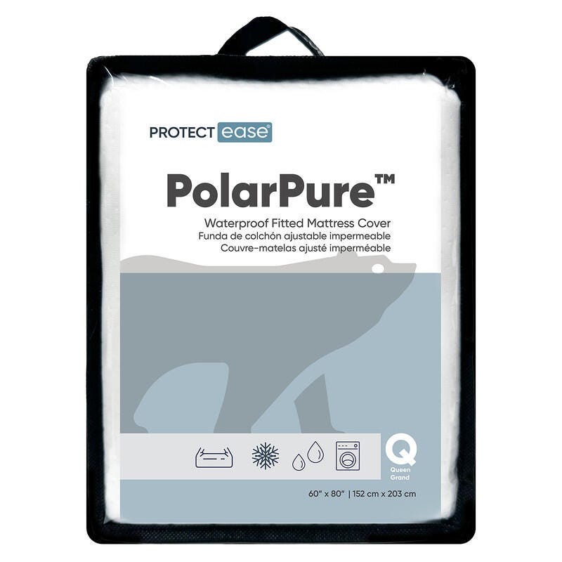 PROTECTEASE Cooling Fitted King Mattress Protector, White, large