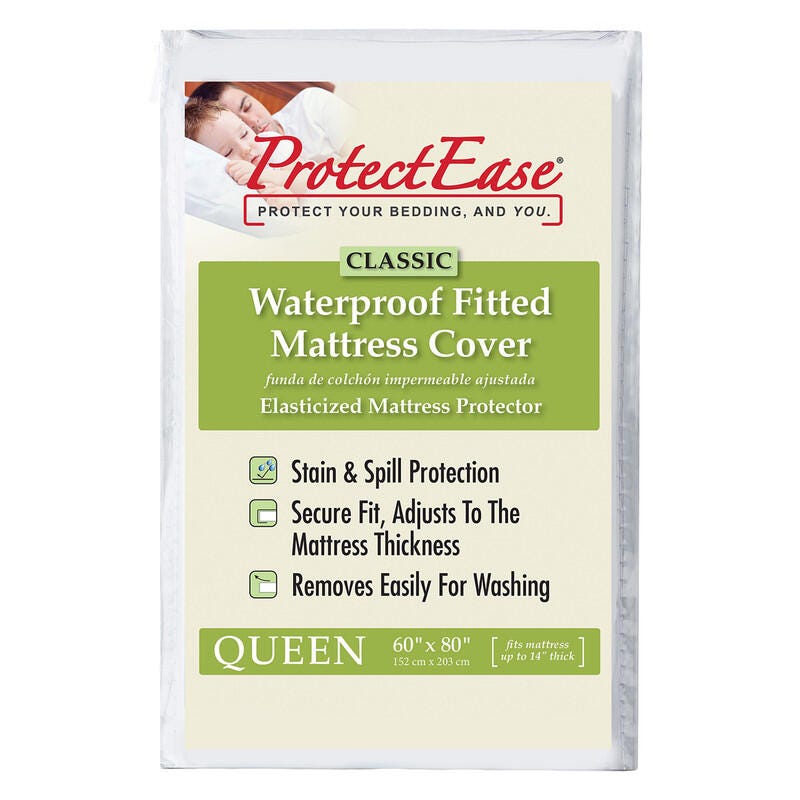 PROTECTEASE Classic Fitted Full Mattress Protector, White, large