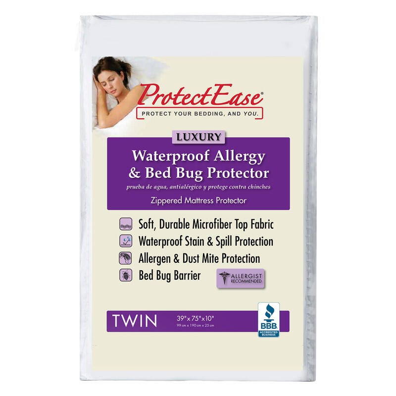 PROTECTEASE Luxury Zippered Queen Mattress Protector, White, large