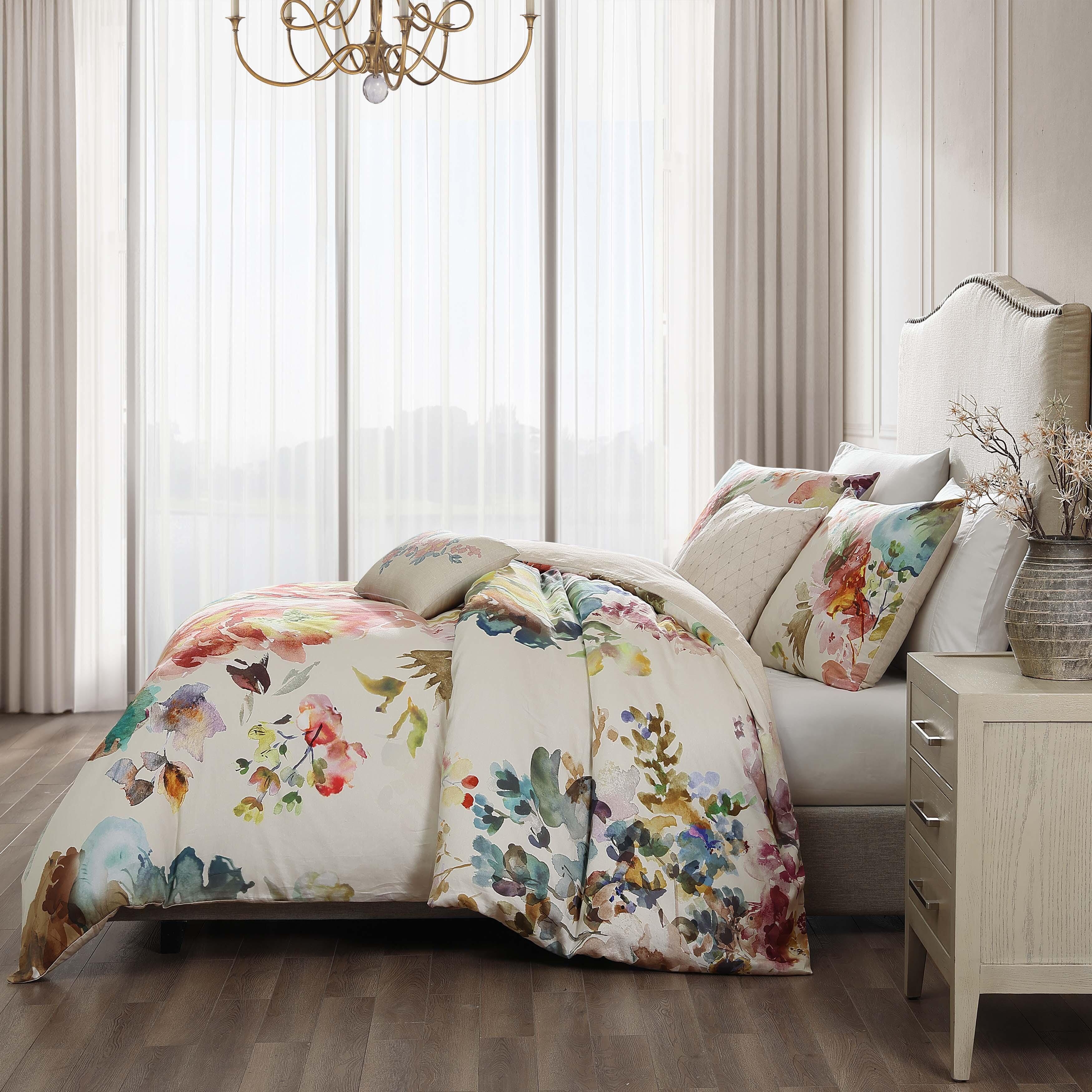 Bebejan® Antique Flowers 100% Cotton 5-Piece Reversible Comforter Set, White, large