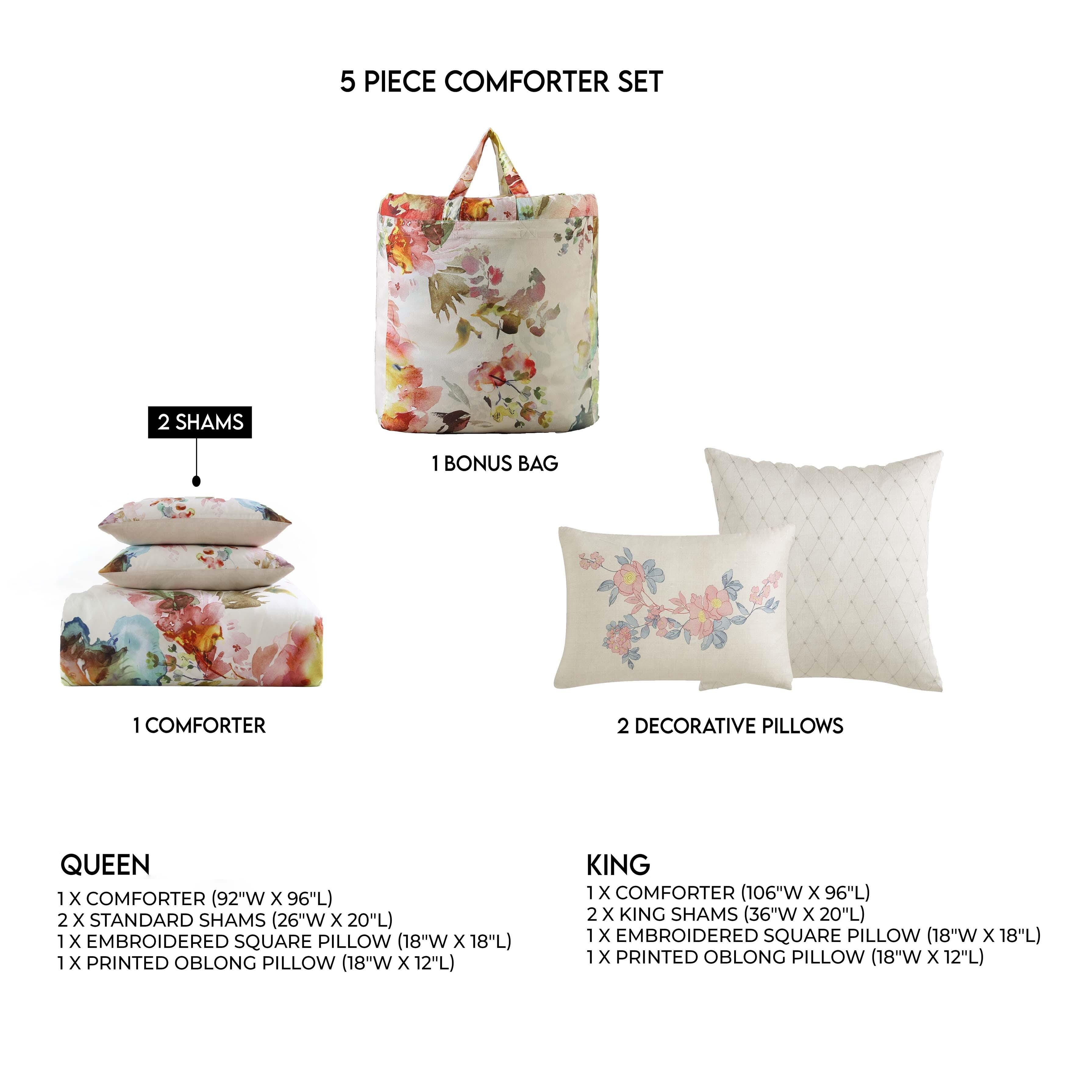 Bebejan® Antique Flowers 100% Cotton 5-Piece Reversible Comforter Set, White, large